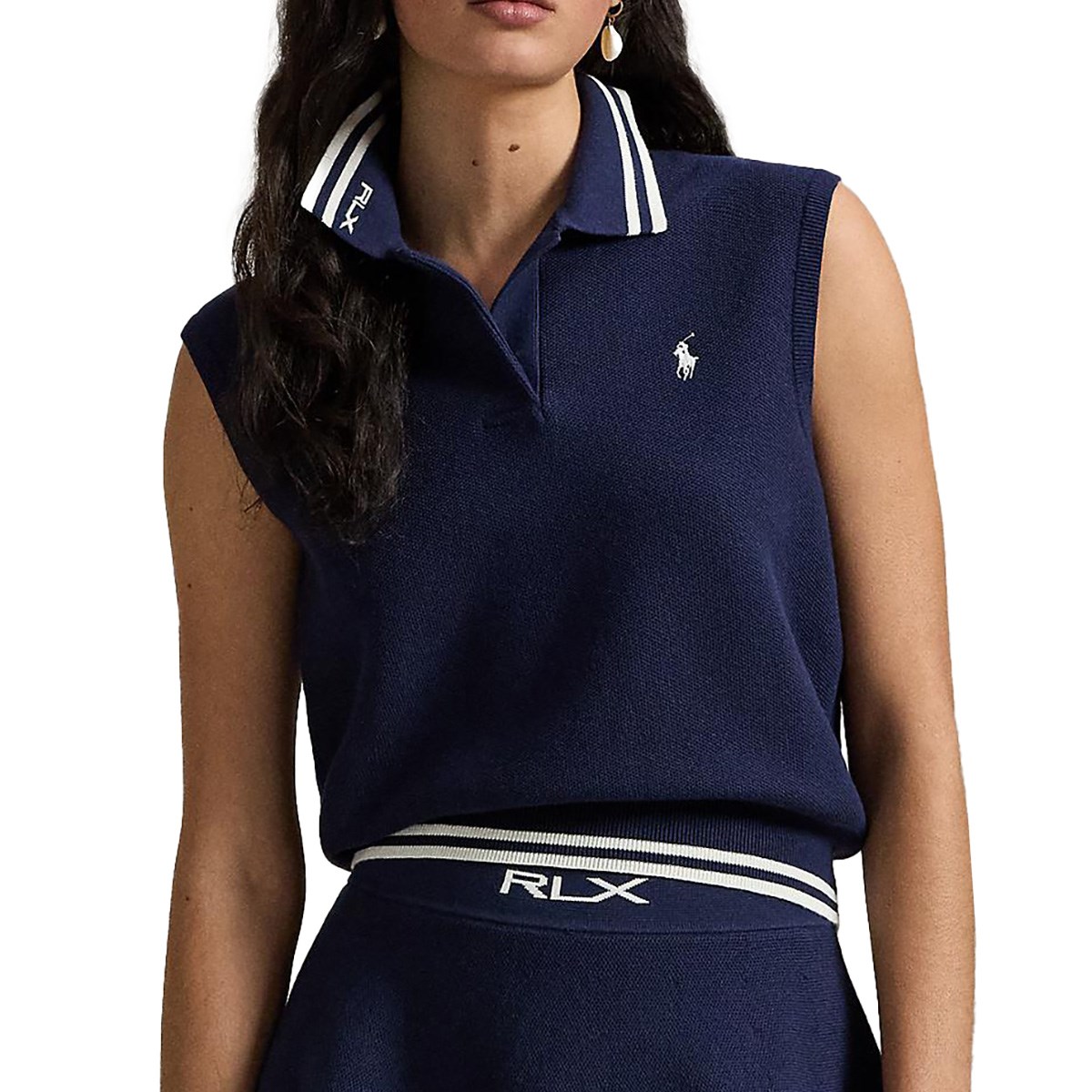 RLX コットンブレンド ポロカラー スリーブレスセーター レディス(中間