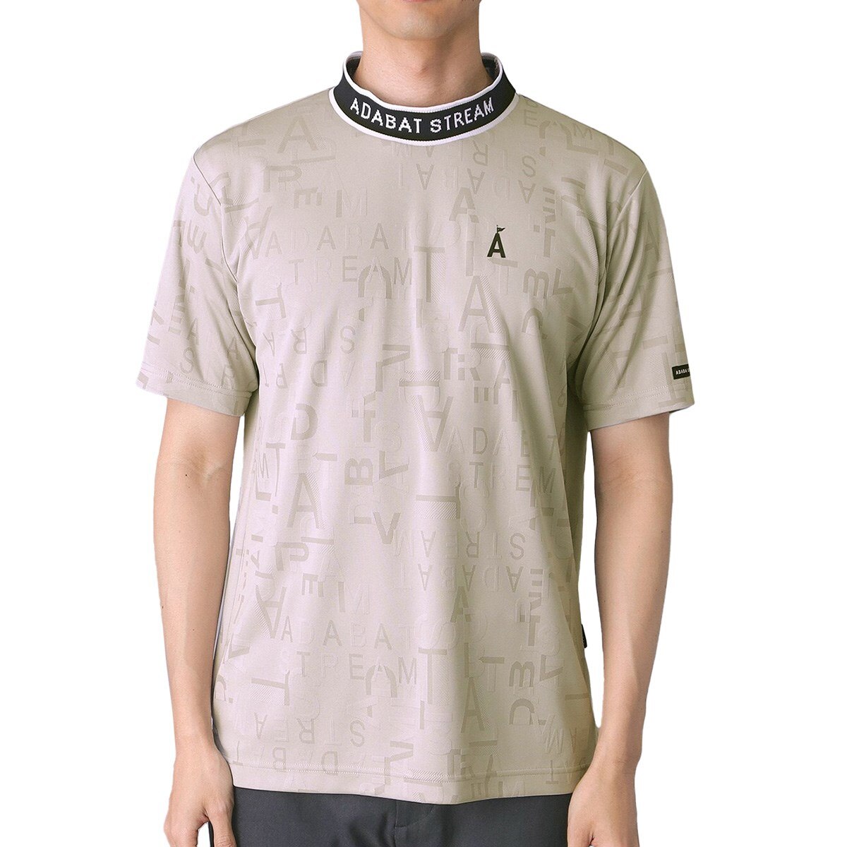 ストレッチ 3Dロゴジャガード モックネック半袖Tシャツ(半袖シャツ
