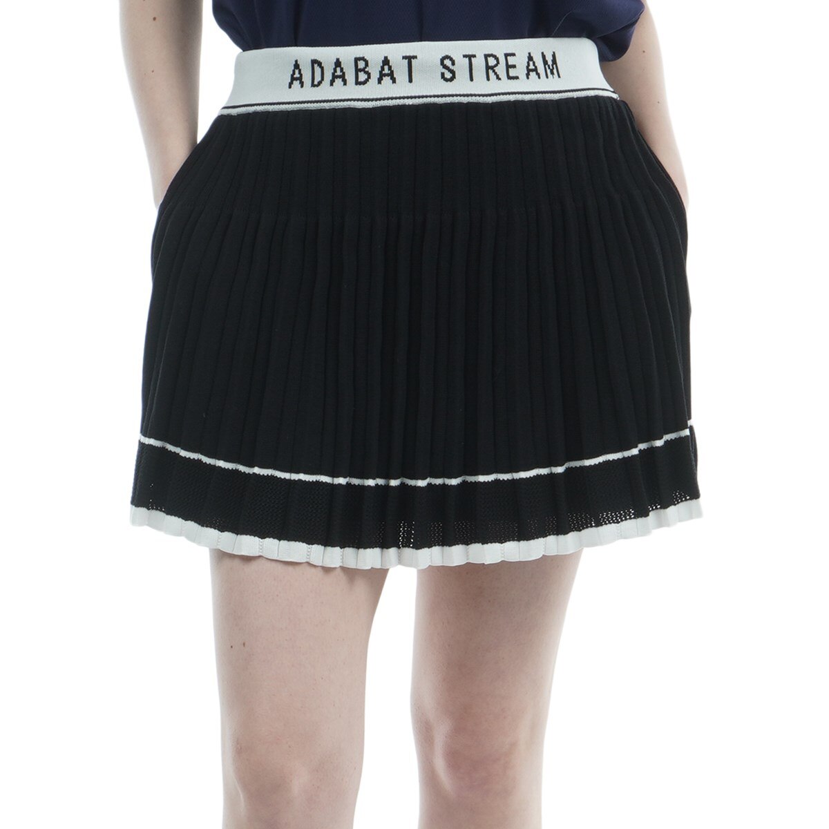 【新品タグ付】アダバット ニットスカート 白 L 定価29700円 ラインニット プリーツスカート レディス(スカート)|ADABAT STREAM