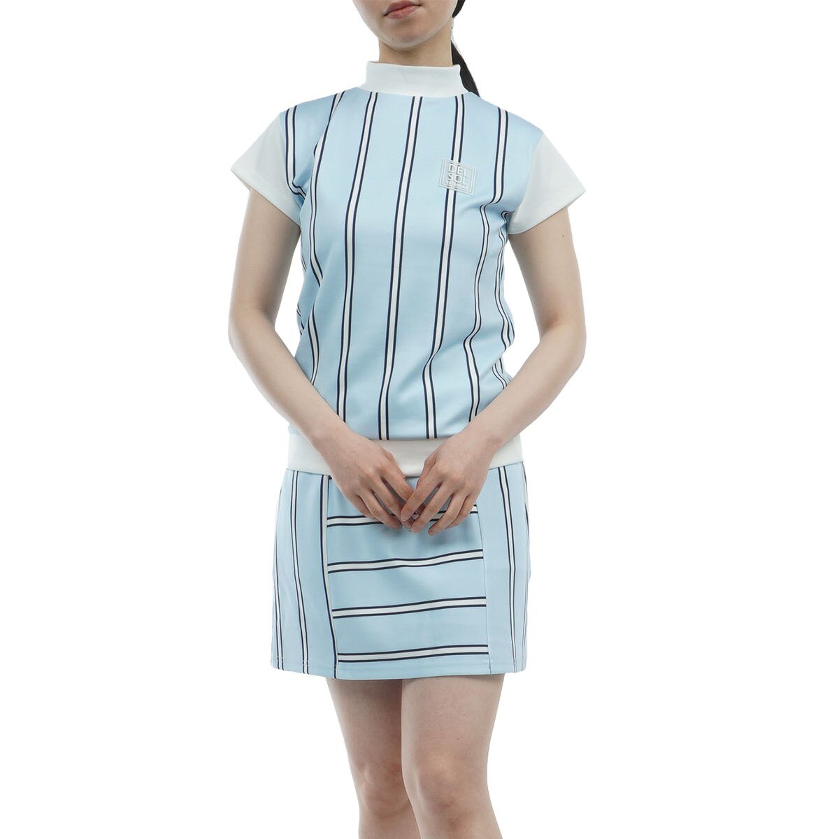 DELSOL　GOLF　セットアップ レディース ゴルフ　定価14300円 ストレッチ ポンチ ストライプ柄セットアップ レディス(【女性】その他