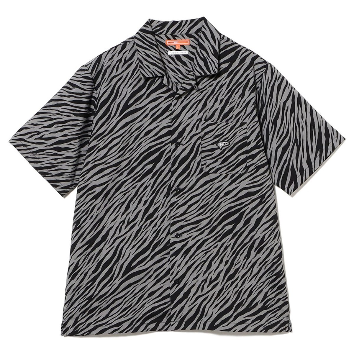 ORANGE LABEL ゼブラ柄 フルオープン シャツ(半袖シャツ・ポロシャツ