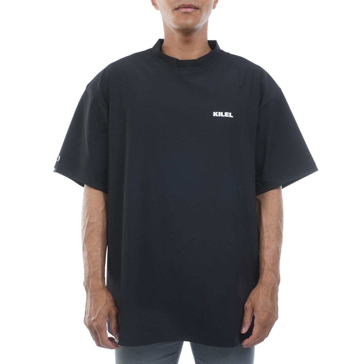 最終価格BRIEFING 黒モックネックBIGサイズマーブル柄 半袖シャツ 大きいサイズ DRY MUSTER ストレッチ モックネック半袖シャツ(半袖