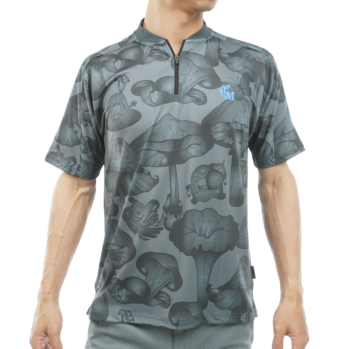 ストレッチ マッシュモンスター ハーフジップモックネック半袖Tシャツ