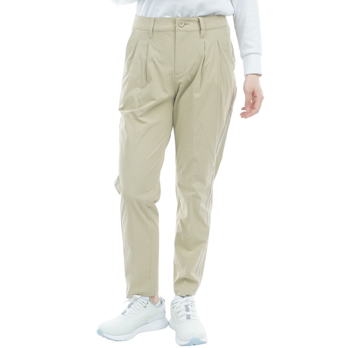 ストレッチ レギュラーシルエット ツータック9分丈パンツ レディス