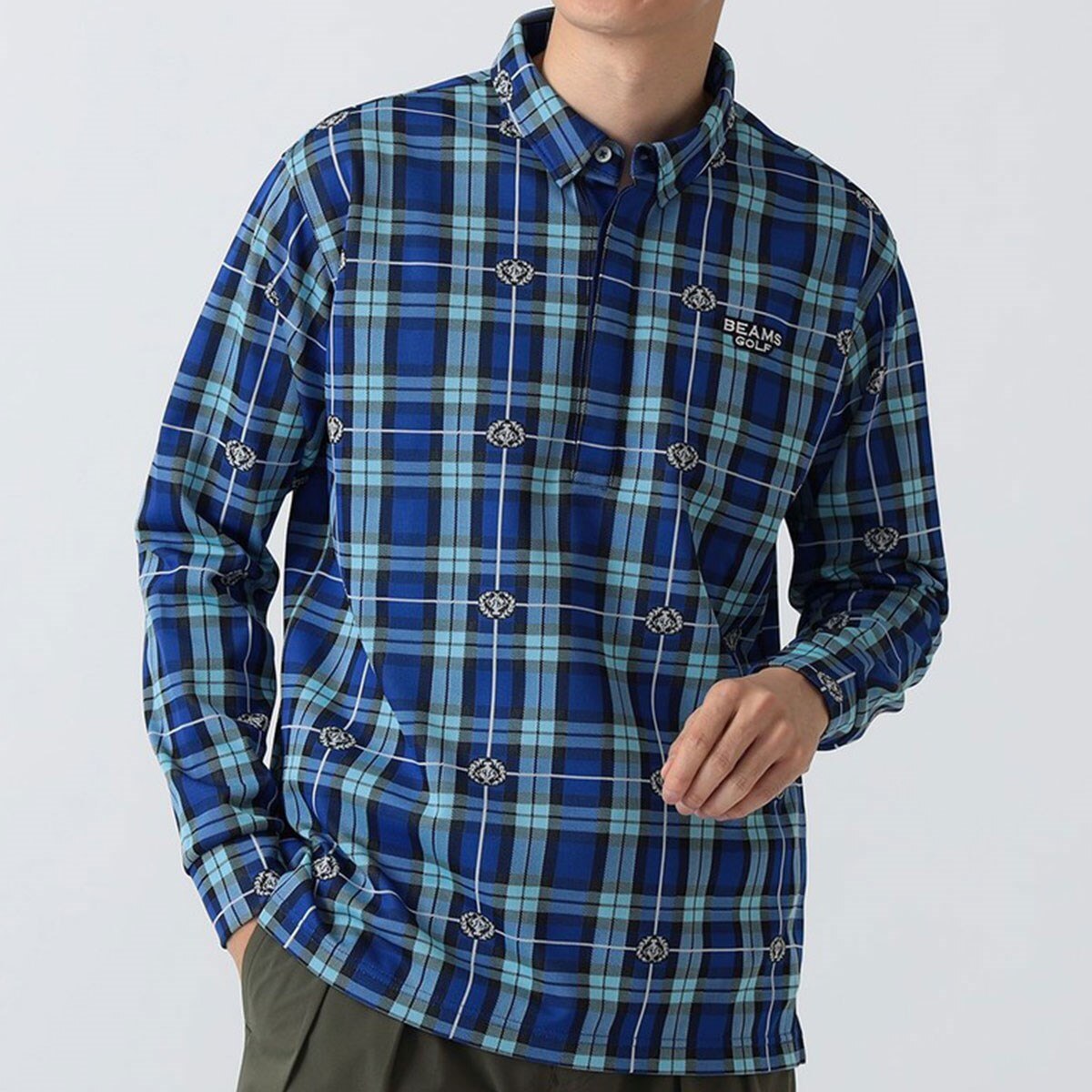 PURPLE LABEL EMB チェック長袖ポロシャツ(長袖シャツ・ポロシャツ