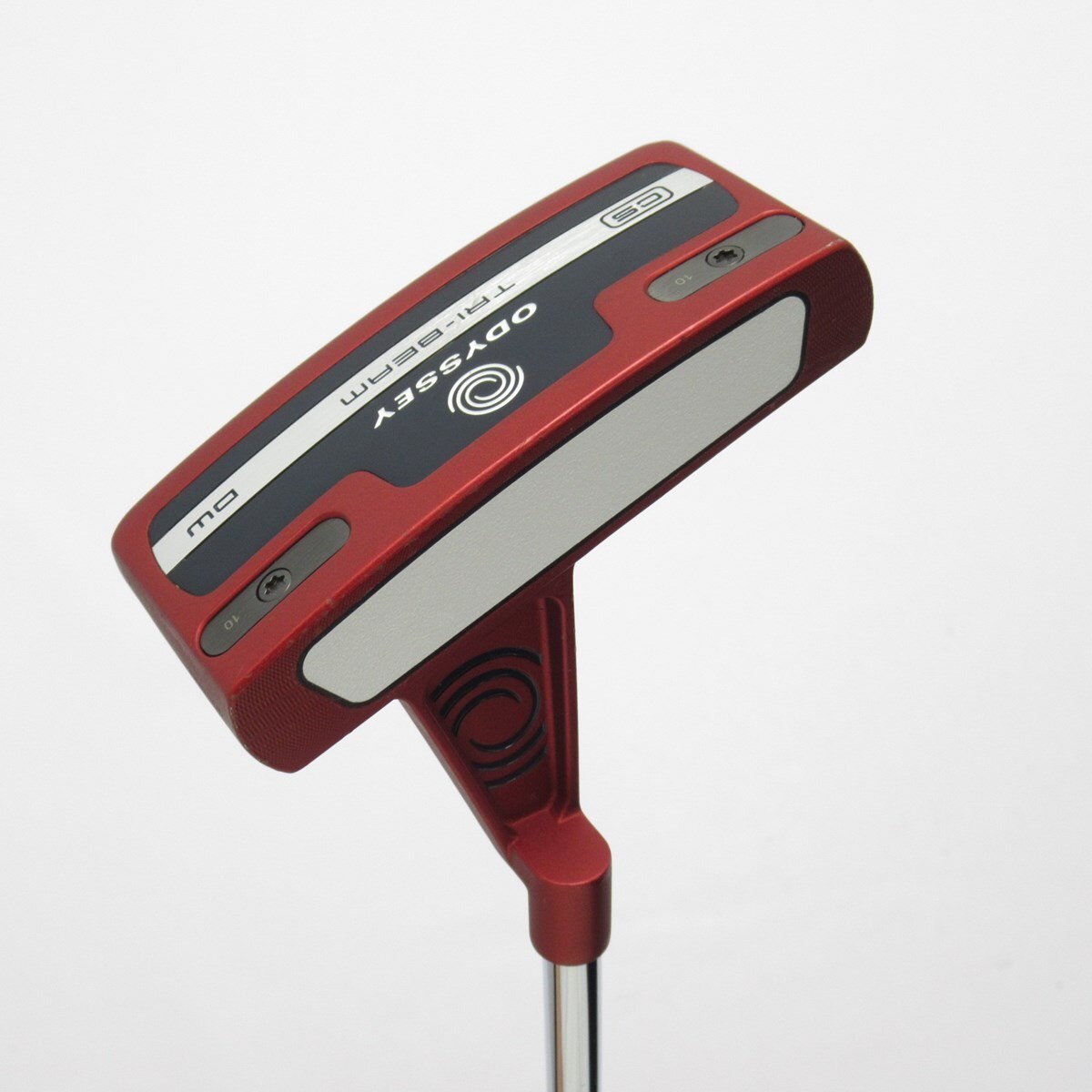 ODYSSEY THREE BEAM パター 黒/赤 中古】TRI-BEAM RED DW CS パター カーボンスチール複合シャフト