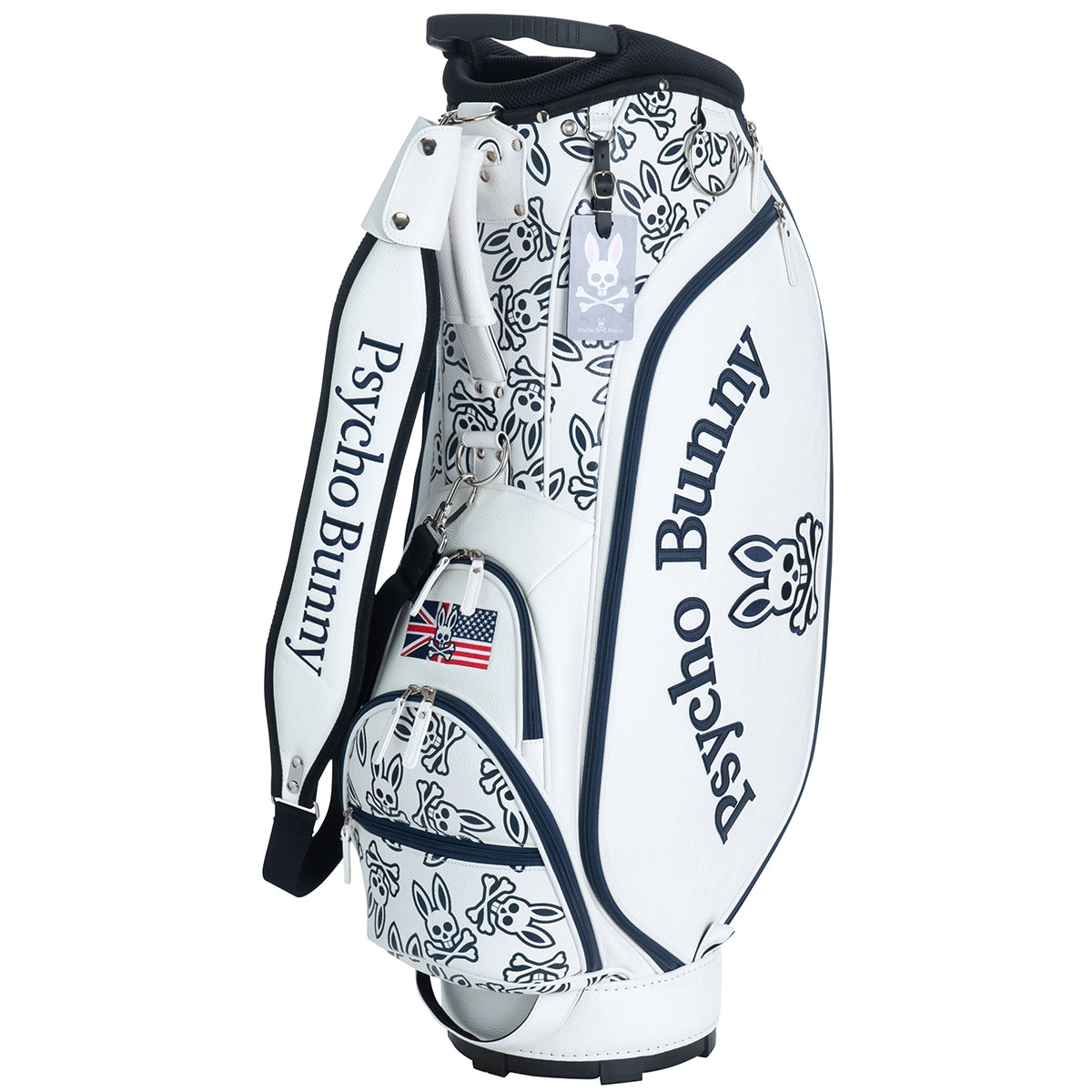 ヘッドカバー付 Psycho Bunny ゴルフバッグ・キャディバッグ ホワイト