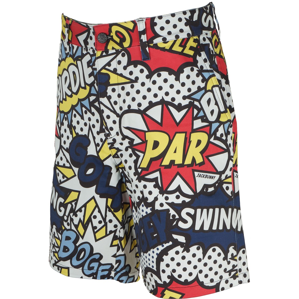 【新品】ジャックバニー ゴルフメンズアメコミ柄　ストレッチ ハーフパンツLL総柄 口コミ・評価｜コットンストレッチプリント アメコミ柄ショート