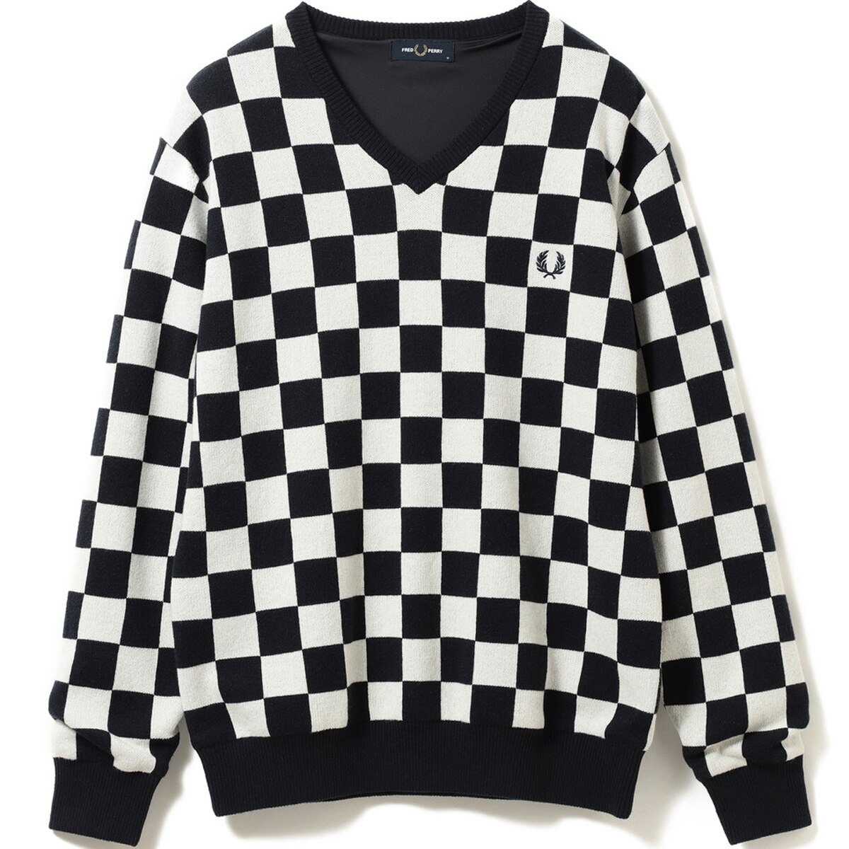 FRED PERRY×BEAMS GOLF 別注 チェッカーフラッグ柄　ニット FRED PERRY×BEAMS GOLF 別注 チェッカーフラッグ柄 ニット