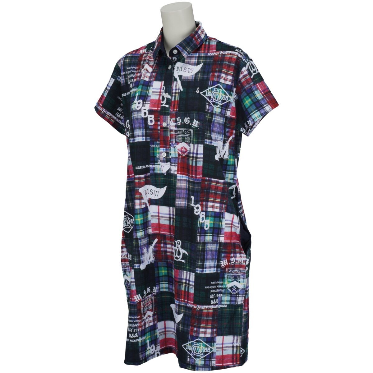 【Munsingwear】かわいいパッチワーク柄ワンピースゴルフウェア✳︎Mサイズ 口コミ・評価｜ストレッチパッチワークプリントワンピース