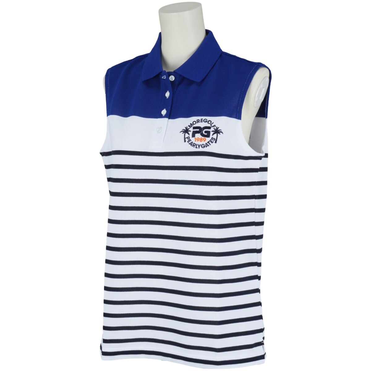 セール・アウトレット】鹿の子ボーダーノースリーブポロシャツ