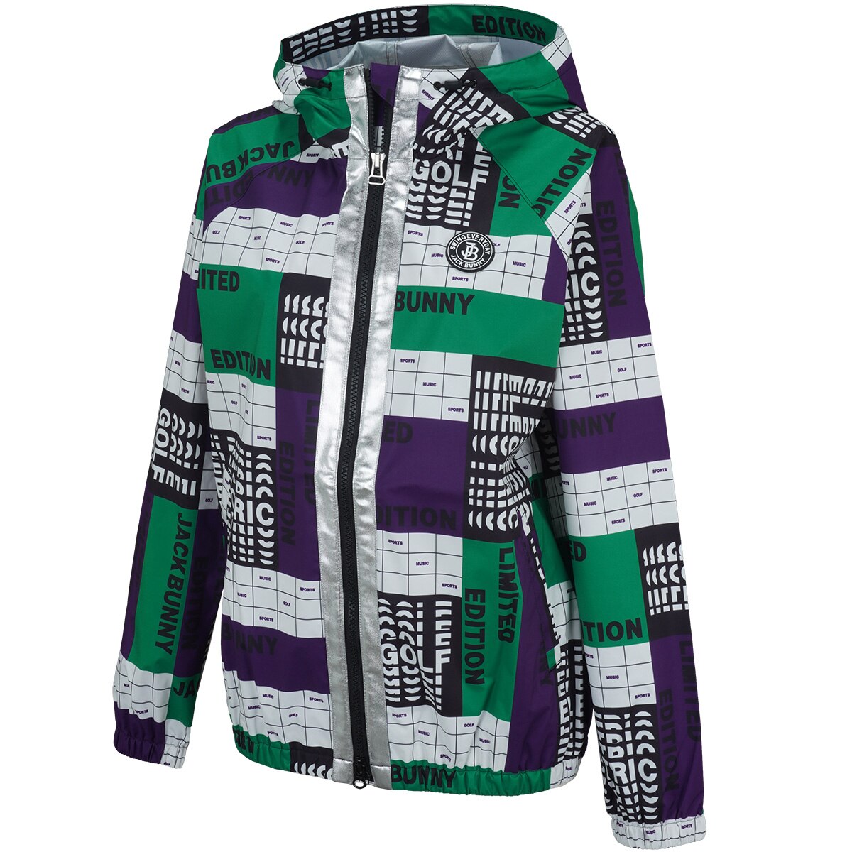 ジャックバニー Jack Bunny!! ブロックタイポプリント ブルゾン レディス 新品 パーリーゲイツ ジャックバニー ブロックタイポプリント タフタ