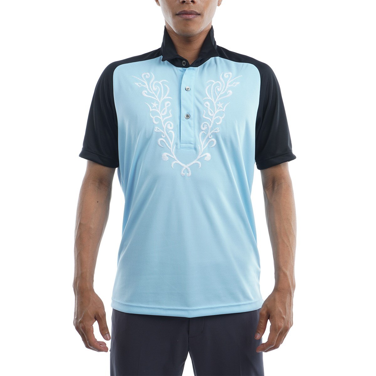 バッグライン×ロゴ刺繍デザイン 半袖ゴルフポロシャツ