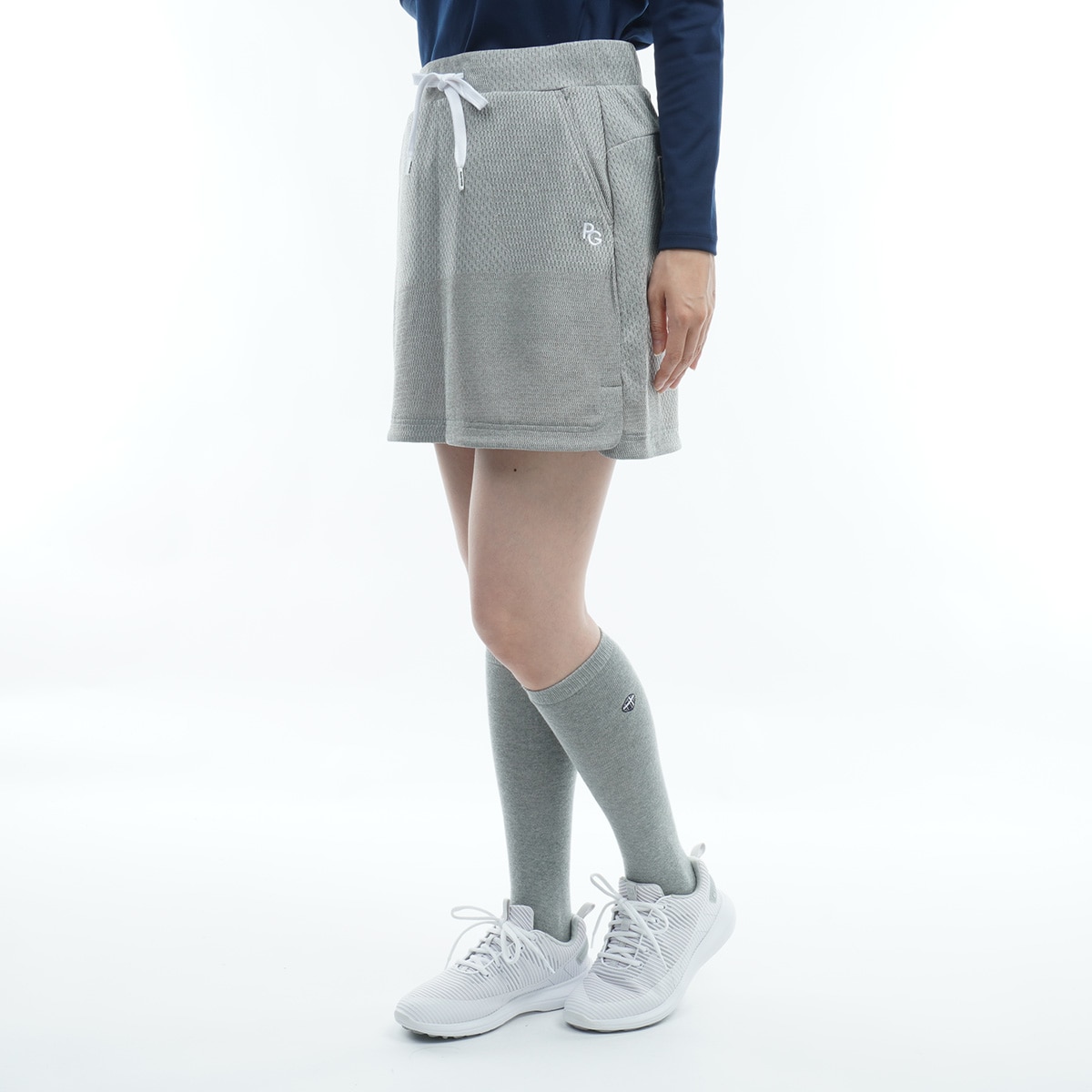 パーリーゲイツイレギュラーハニカムメッシュスカート　サイズ2 杢グレー セール・アウトレット】イレギュラーハニカムメッシュ スカート