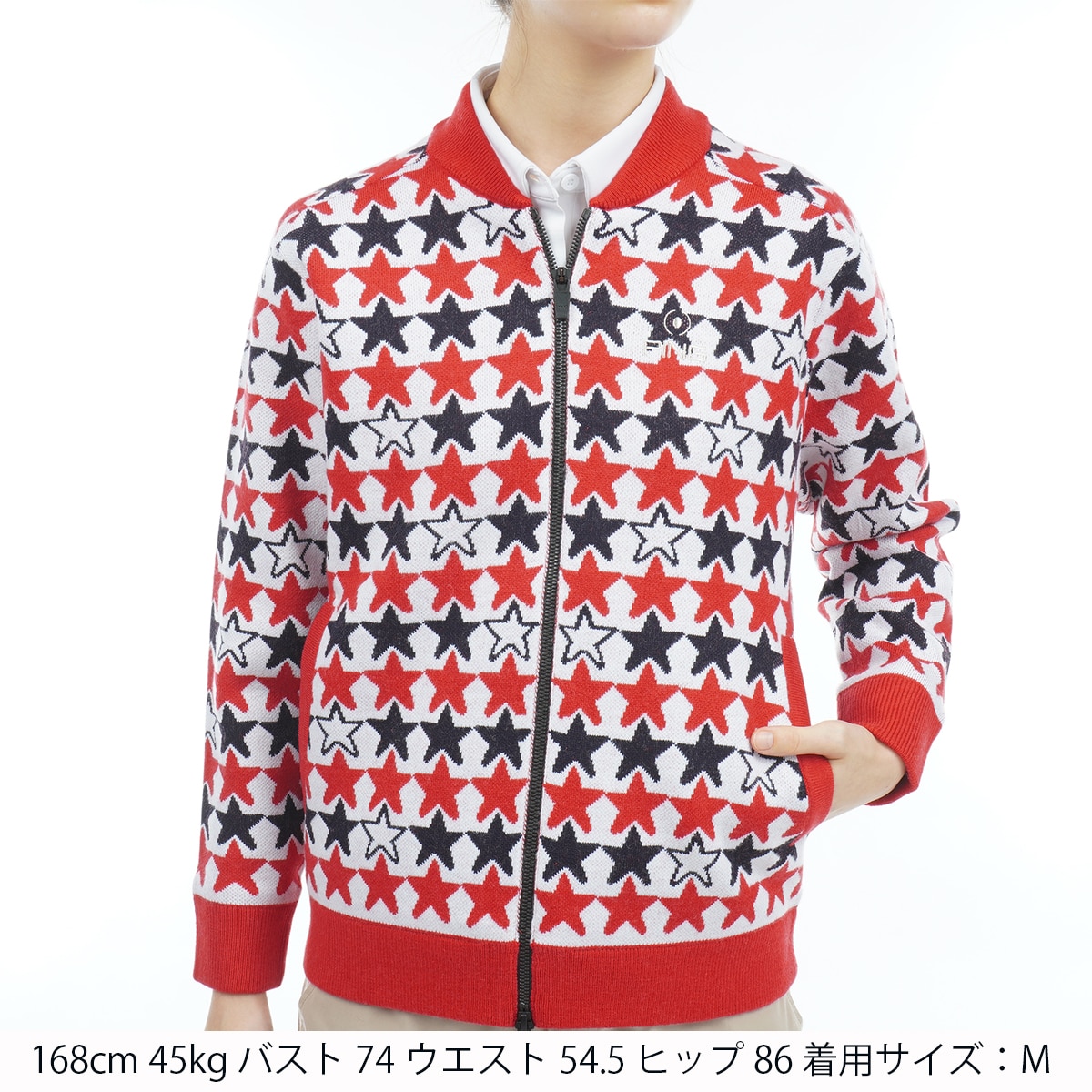 セール・アウトレット】USA総柄 防風裏付きニットブルゾン レディス