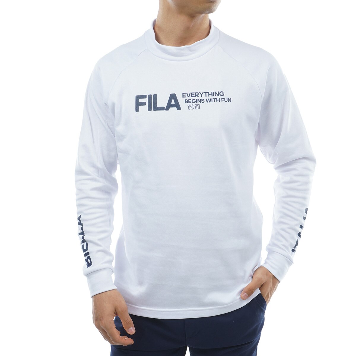 FILA GOLF フィラゴルフ ハイネック長袖インナーTシャツ ホワイト系 M