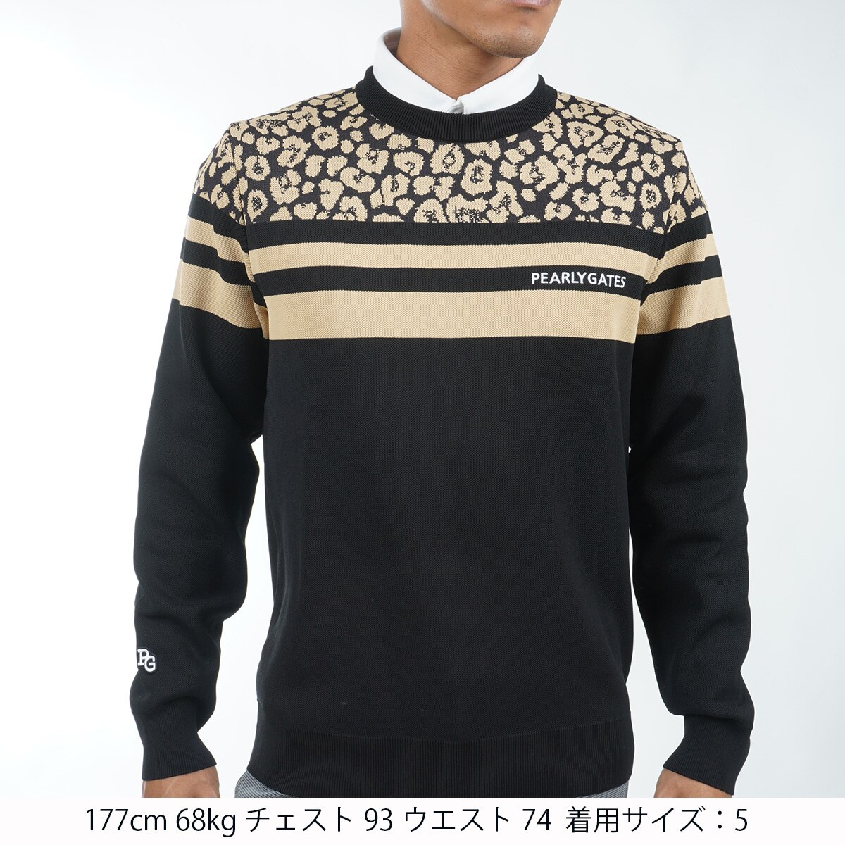 PEARLY GATES 光栓34レオパード柄セーター6/XL 茶 新品タグ付き セール・アウトレット】光栓34セーター(中間着(セーター、トレーナー