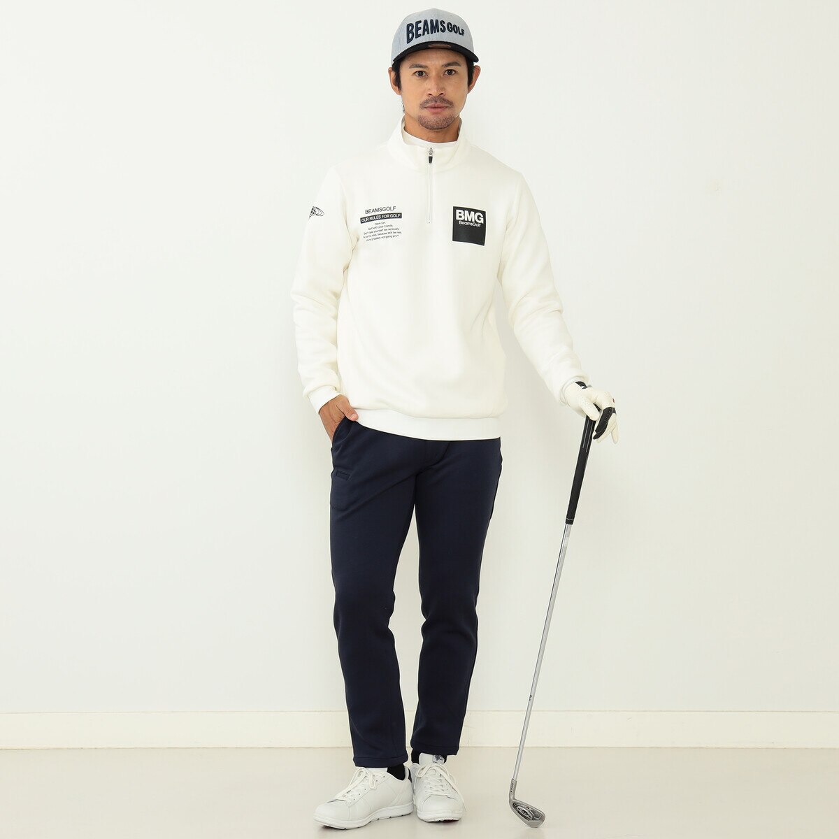 BEAMS GOLF ORANGE LABEL ダンボールニット ハーフジップ プルオーバー