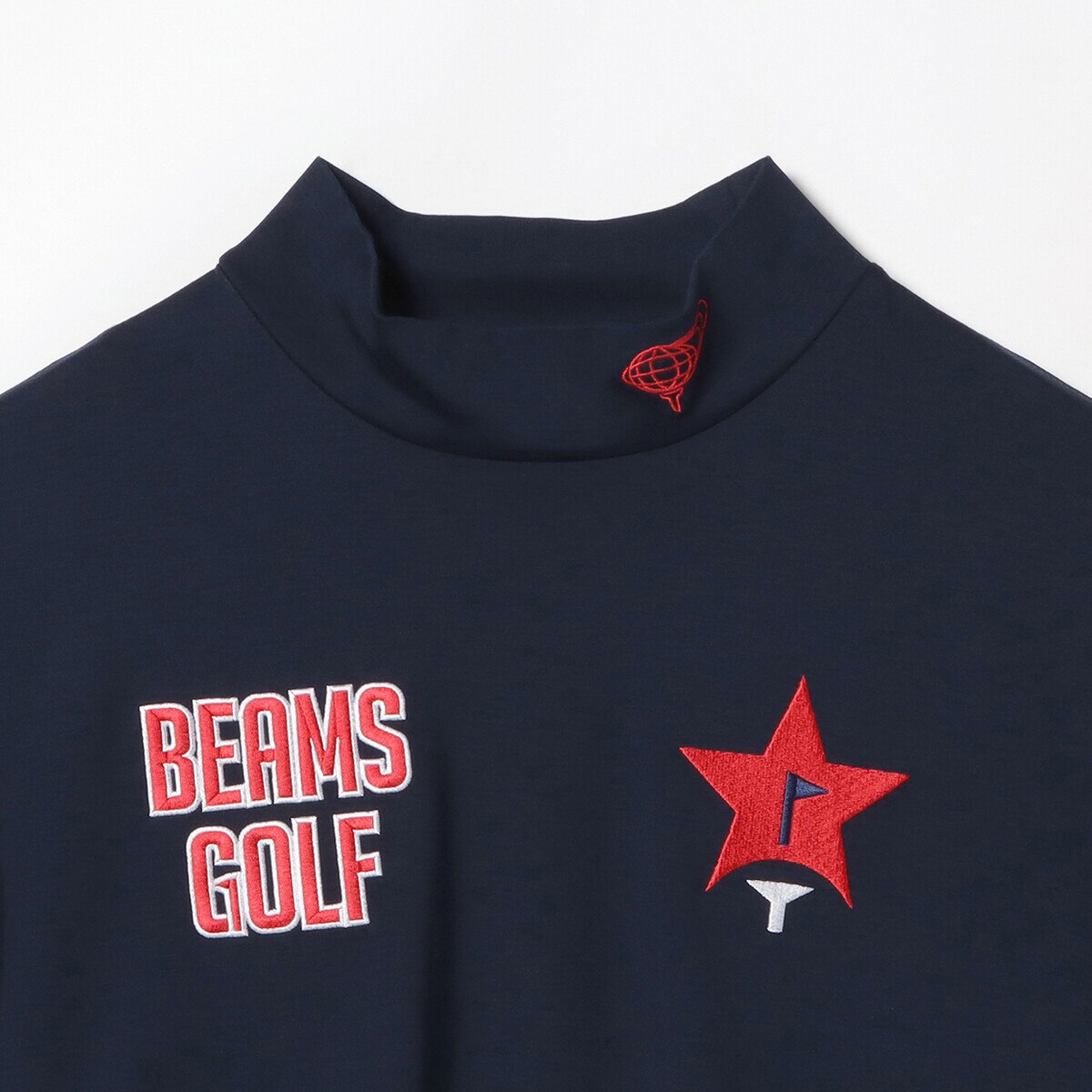 BEAMS GOLF ORANGE LABEL スターフラッグロゴ ツアー モックネック