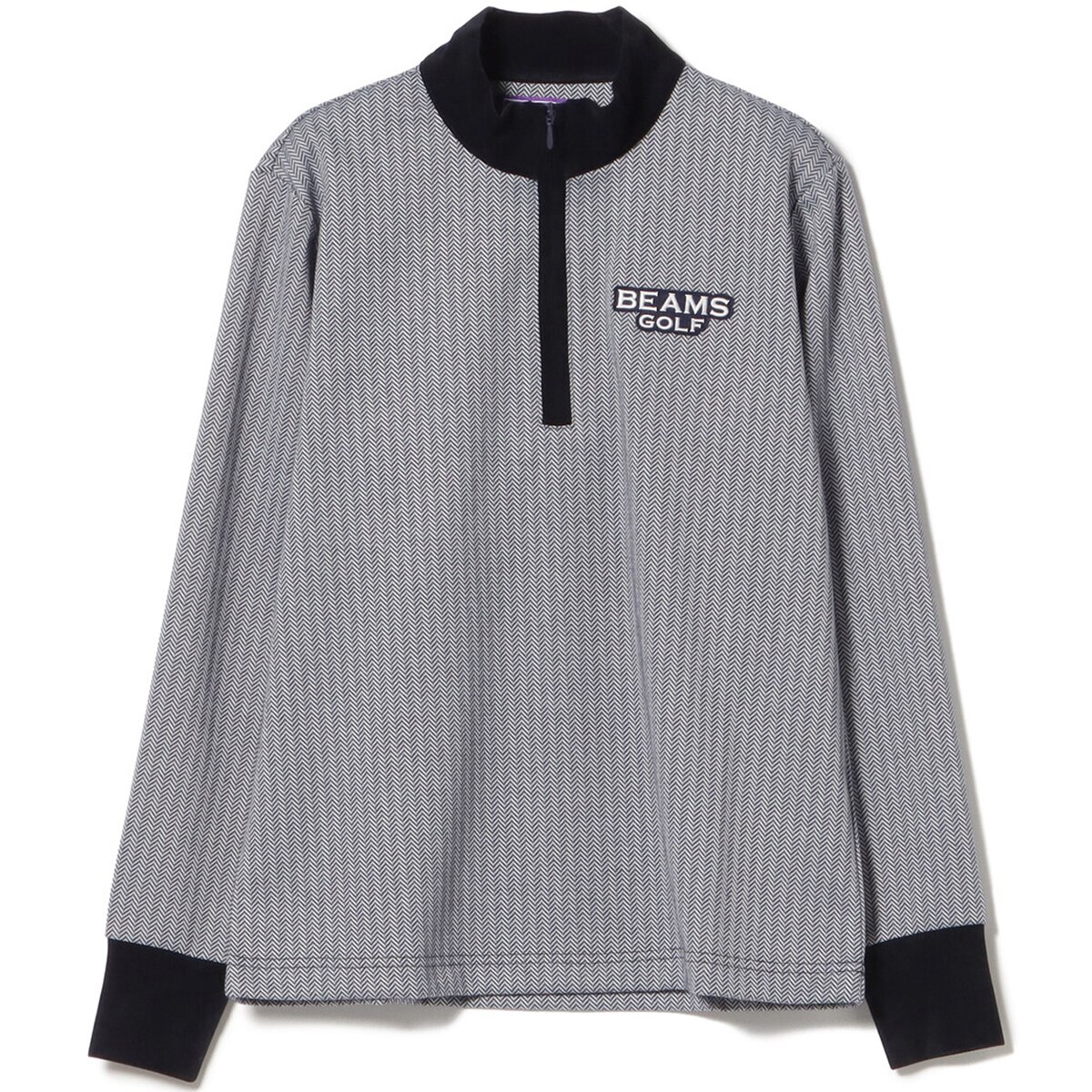 BEAMS GOLF PURPLE LABEL / ヘリンボーン ハーフジップ ロングスリーブ-