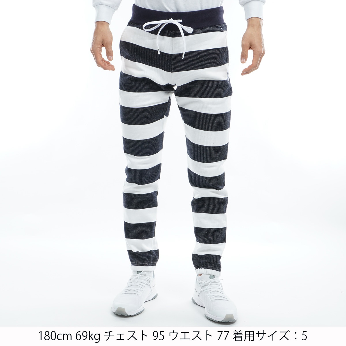 新品【パーリーゲイツ】秋冬裏フリース カモドット柄 ロングパンツ 5(L) セール・アウトレット】インレイジャカード裏起毛 ボーダー モダン