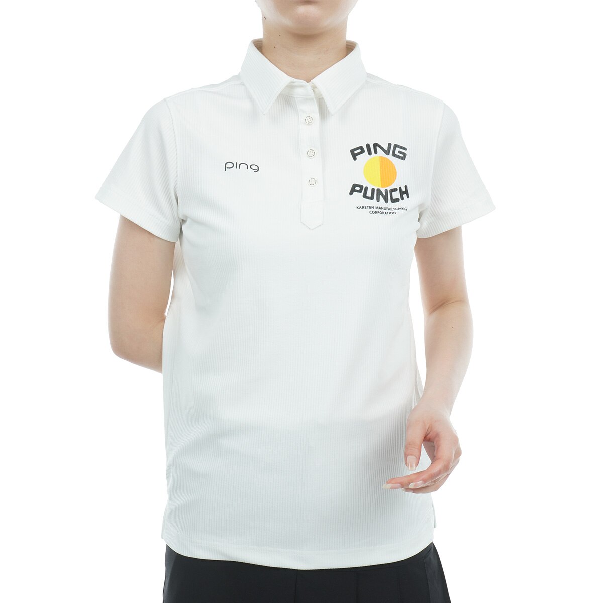 新品 ピン ゴルフ シアサッカーストレッチ 半袖 ポロシャツ バックプリント M セール・アウトレット】シアサッカーストレッチ 半袖ポロシャツ