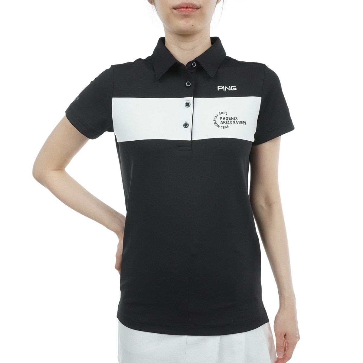 PING ポロシャツ　黒Lサイズ PING ブラック ポロシャツ サイズS 黒 PING ゴルフシャツ レディース