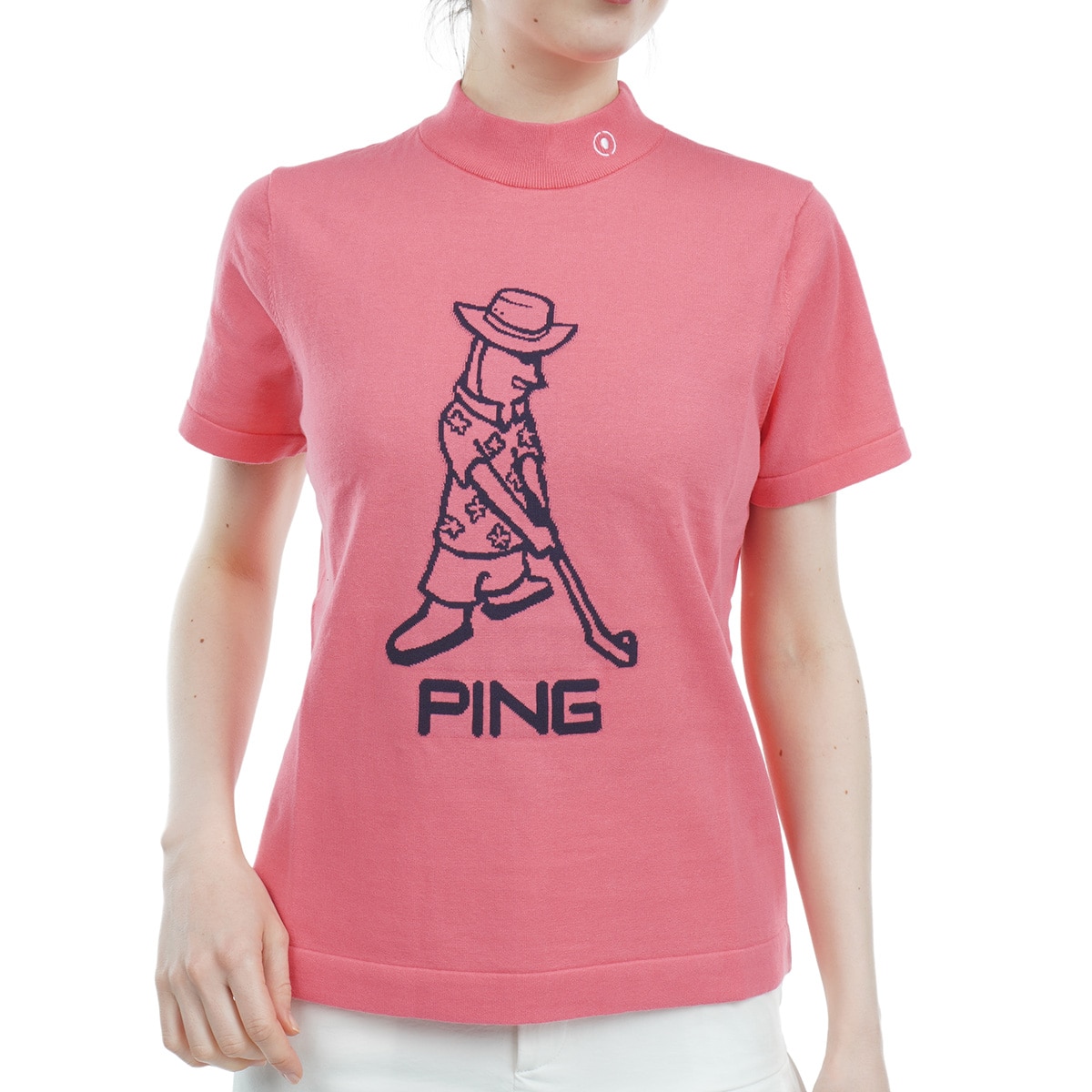 Mr.PINGニットハイネックシャツ PING APPAREL】Mr.PINGジャカード半袖ハイネックニット ＜GOLD＞ (MENS