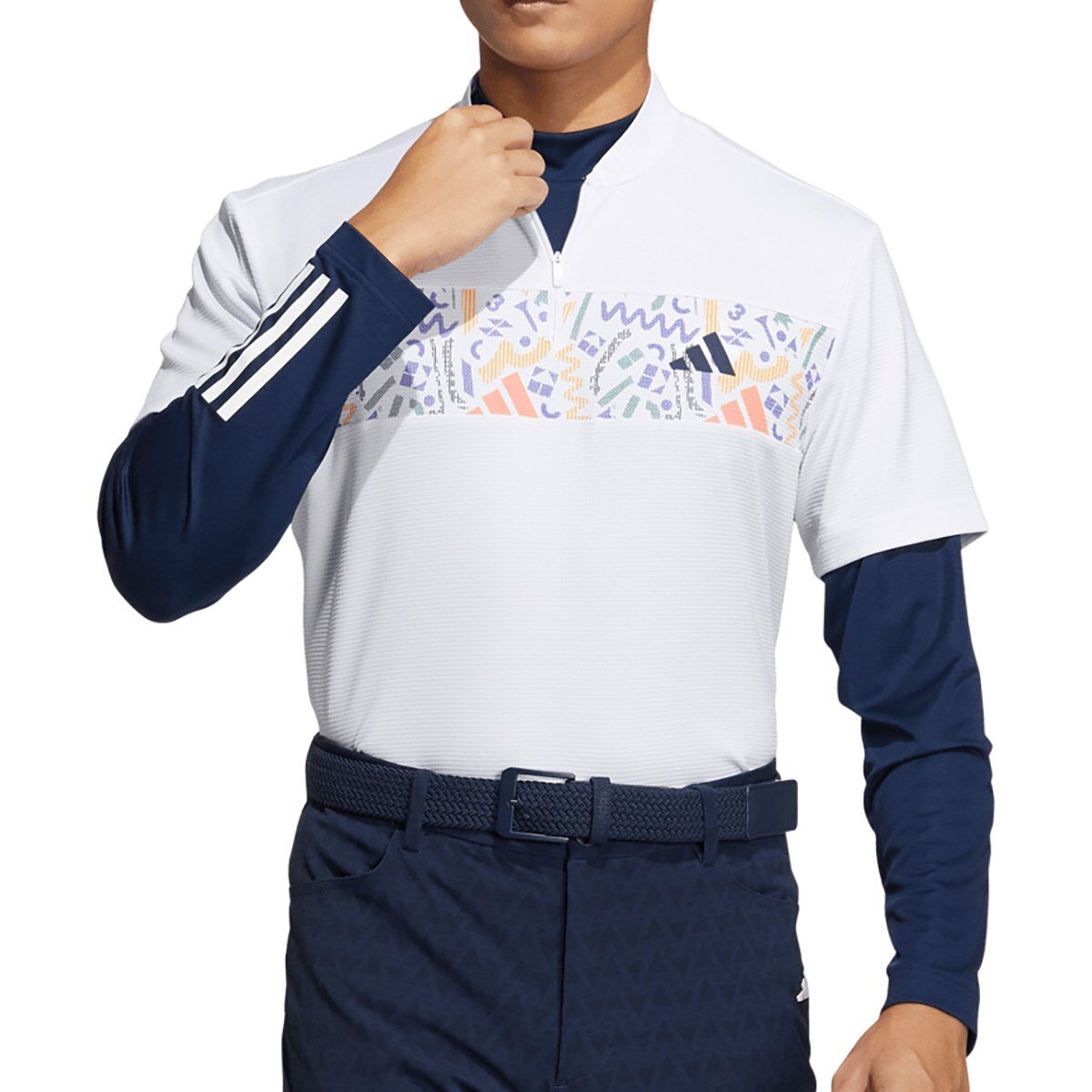 セール・アウトレット】チェストプリント 長袖インナーシャツ付きジップスタンドカラー半袖シャツ(半袖シャツ・ポロシャツ)|Adidas(アディダス)  NMJ23の通販 - GDOゴルフショップ(0000694074)