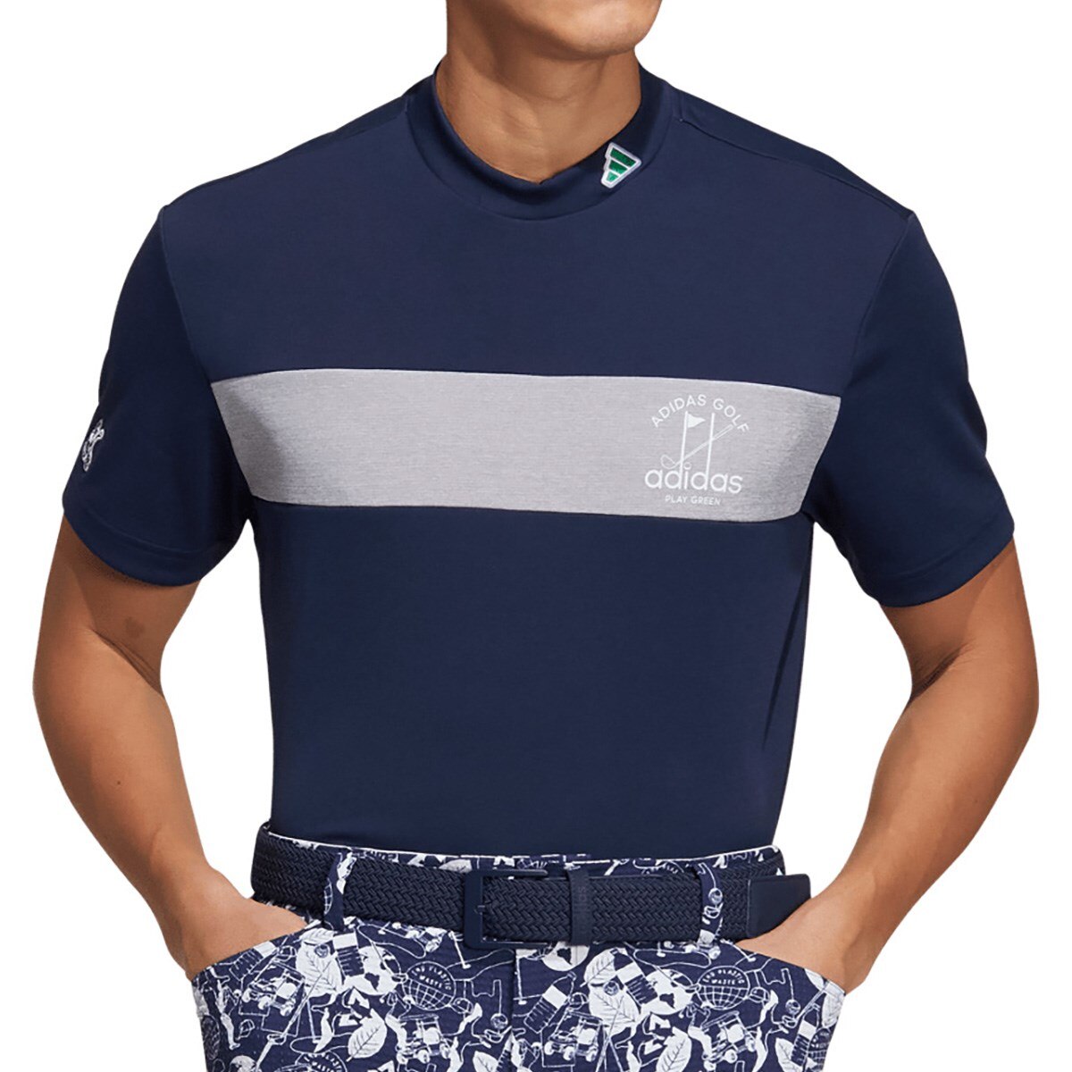 PLAY GREEN チェストストライプ半袖モックネックシャツ(半袖シャツ・ポロシャツ)|Adidas(アディダス) NMJ70の通販 GDOゴルフ ショップ(0000694180)