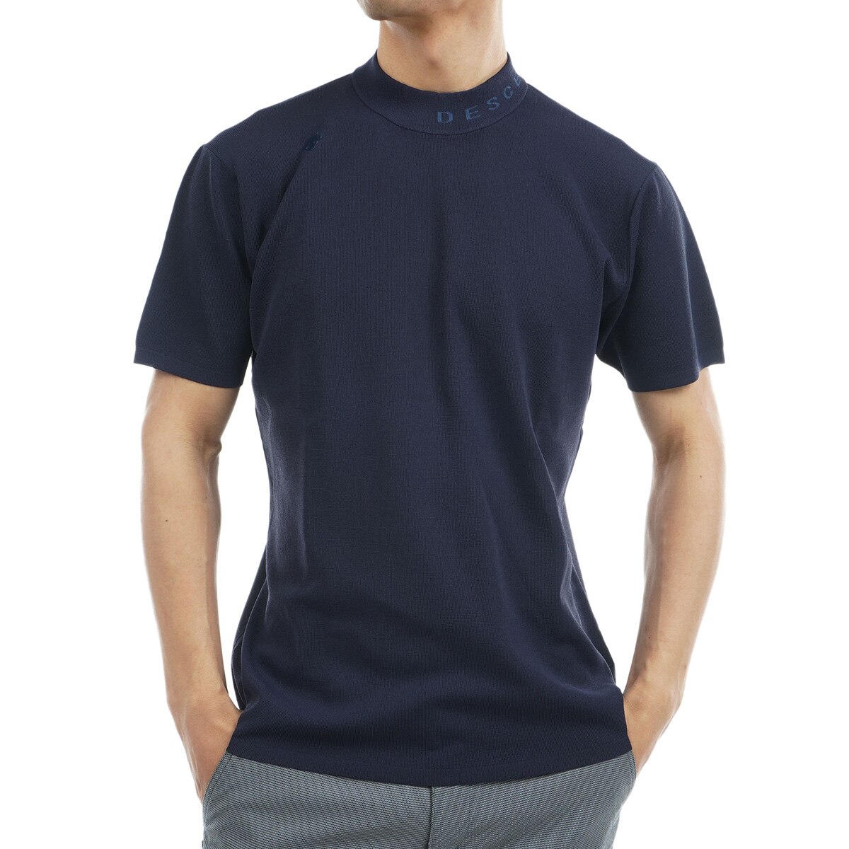 アセテートナイロン モックネック半袖ニットシャツ(半袖シャツ