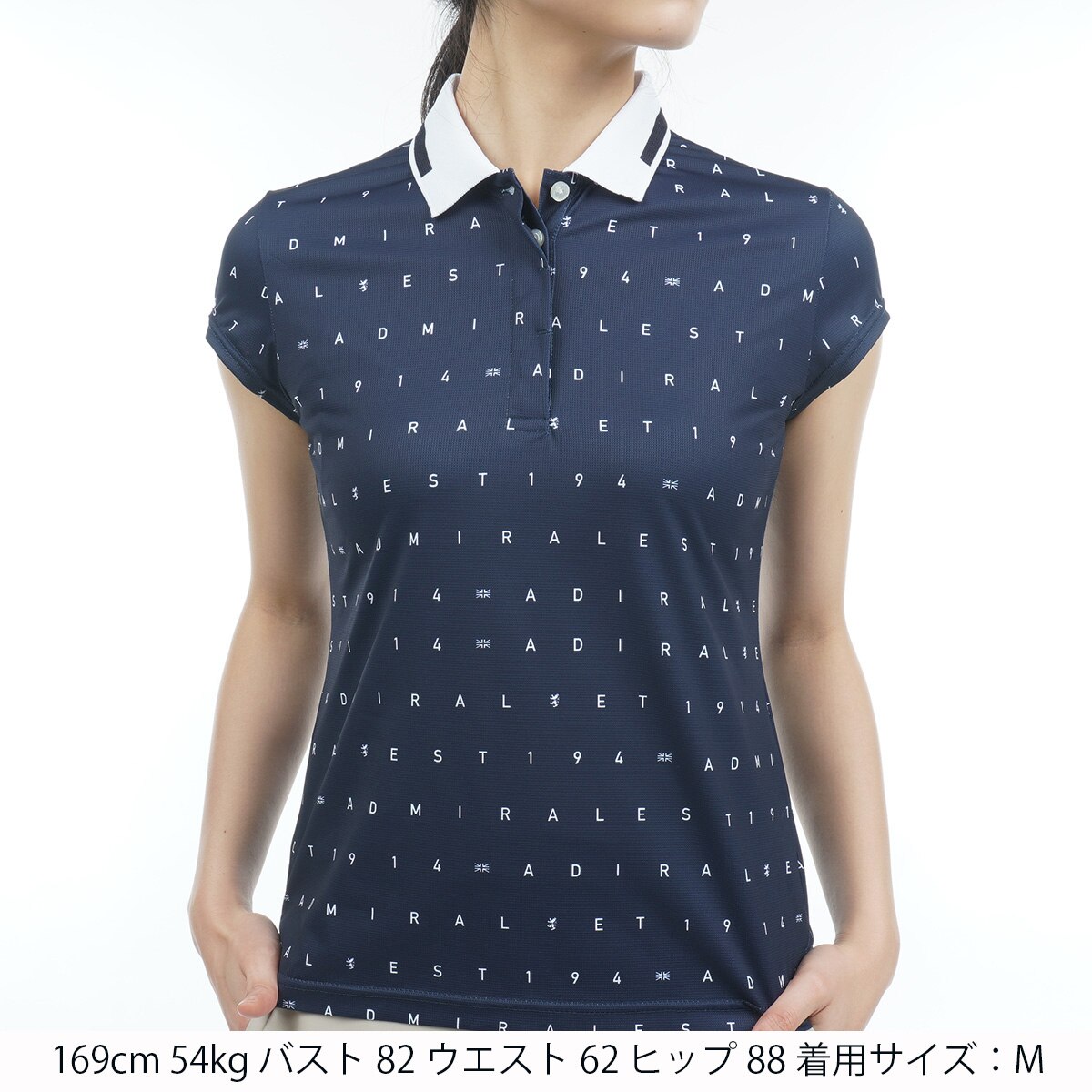 アドミラル　ゴルフ　レディース　半袖ポロシャツ　L セール・アウトレット】モノグラムプリント 半袖ポロシャツ