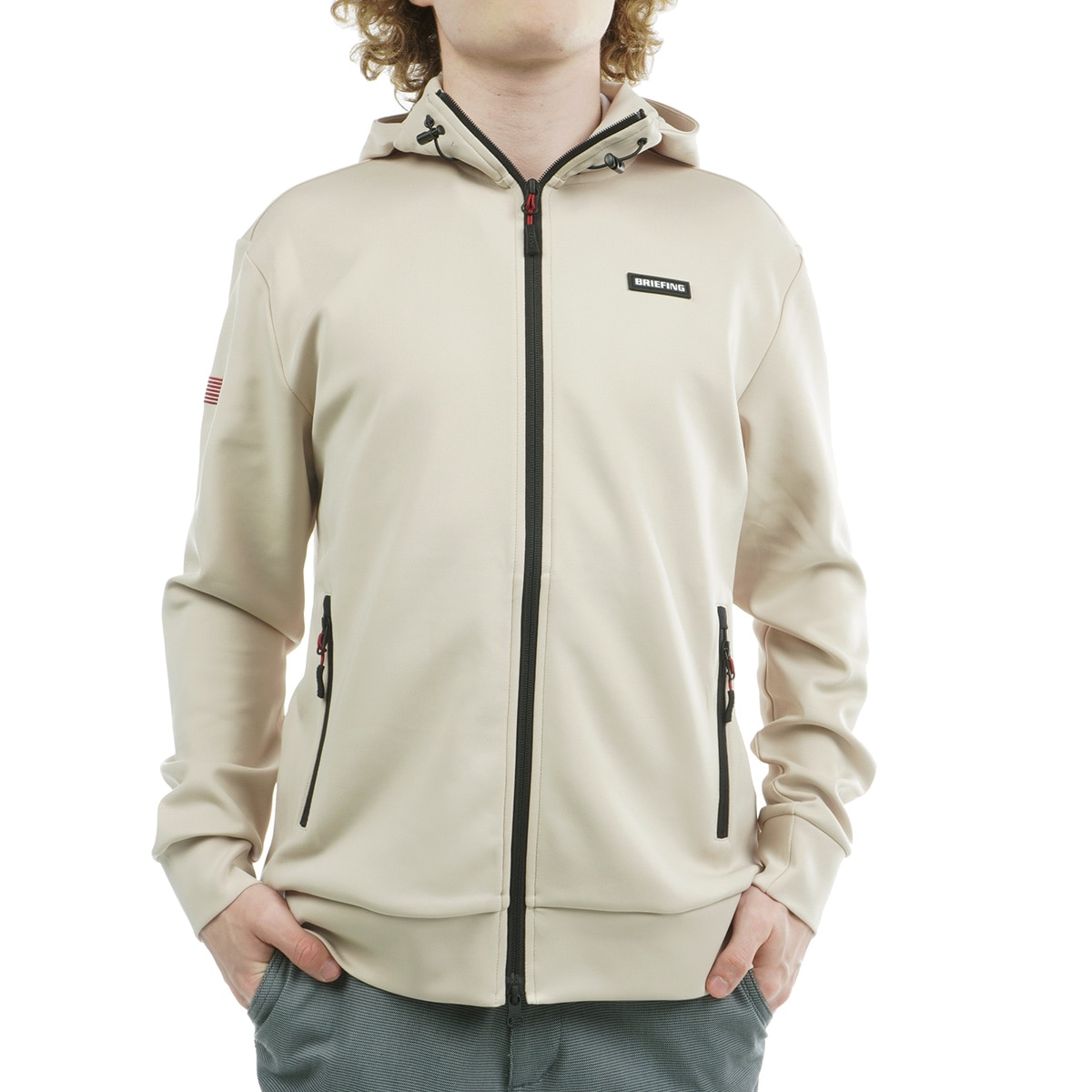 ブリーフィング 3Dロゴ フルジップパーカー BRIEFING L ブラウン色