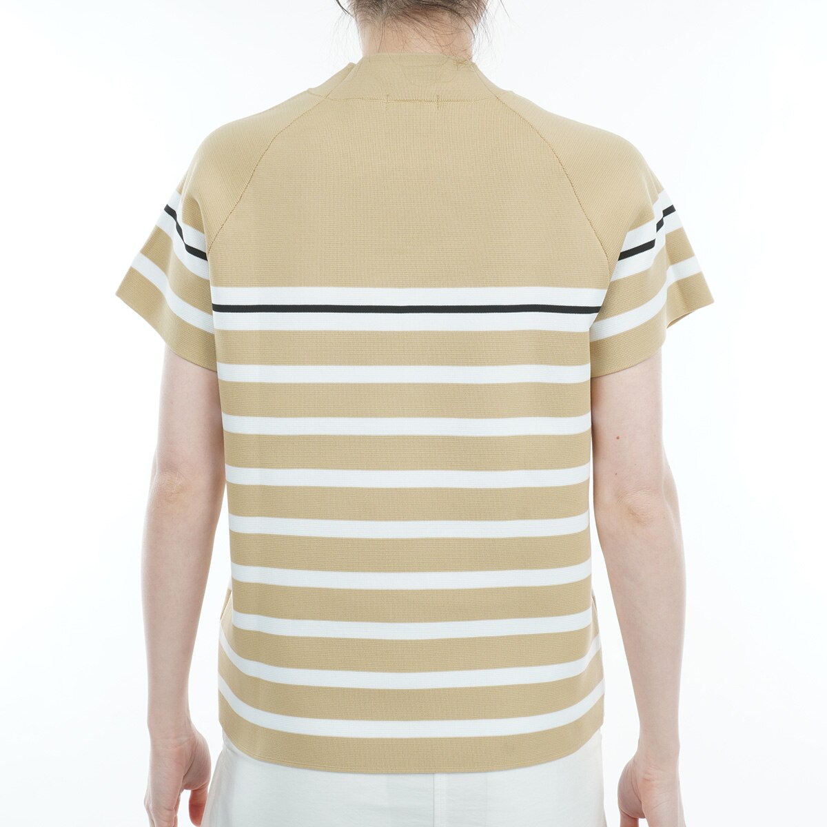 セール・アウトレット】ミラノリブボーダー モックネックニット