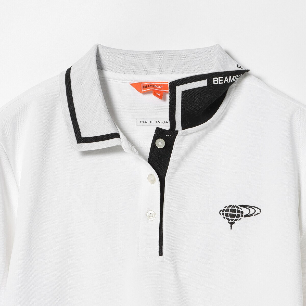 BEAMS GOLF ORANGE LABEL 襟ロゴ バイカラー ポロシャツ