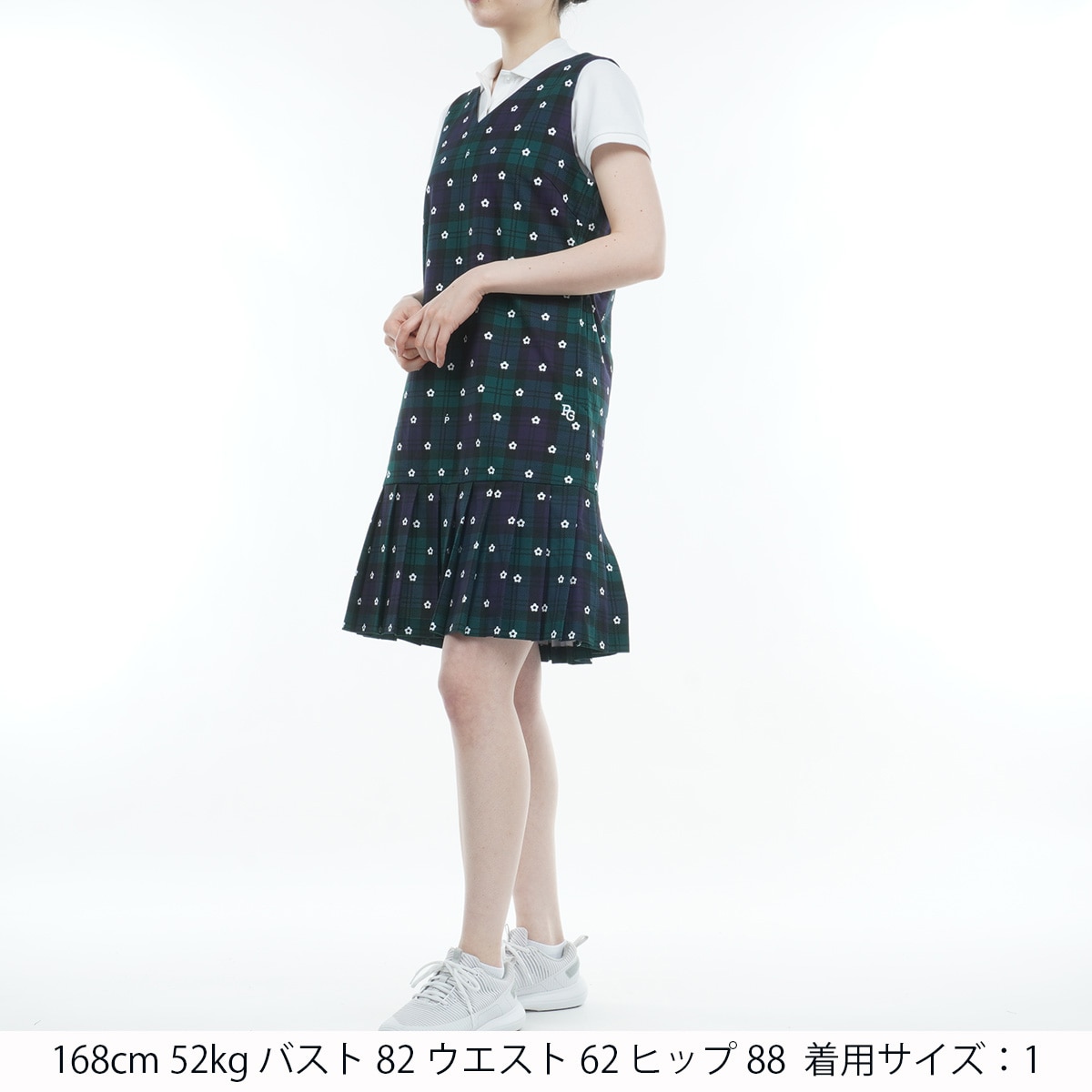 セール・アウトレット】TEXBRID 格子 ドットデイジー柄ワンピース