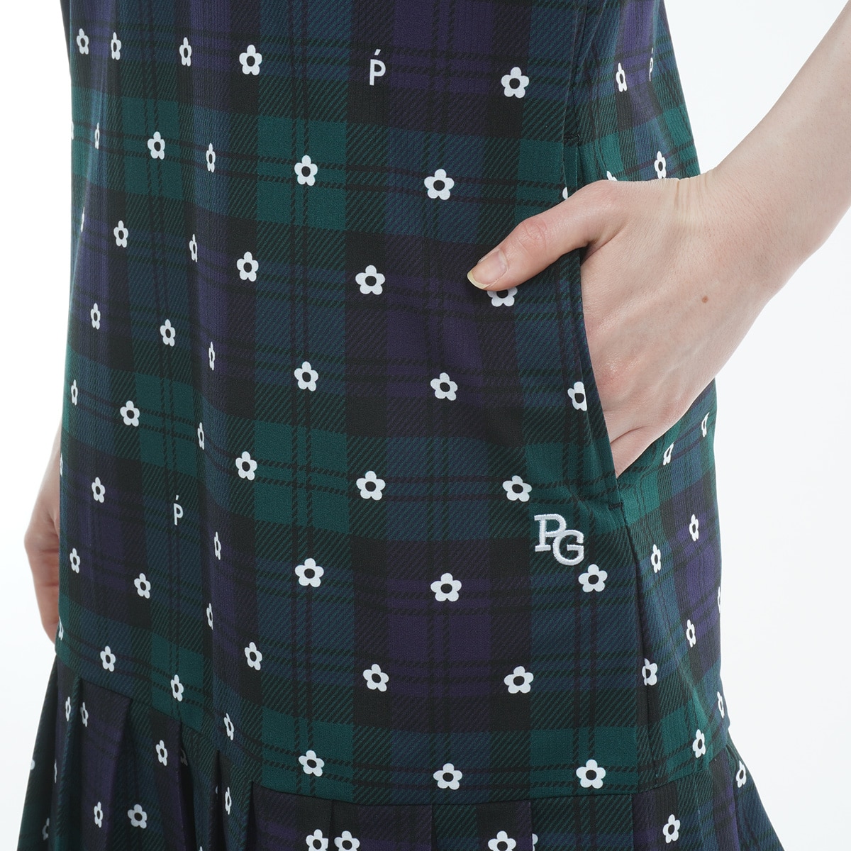 セール・アウトレット】TEXBRID 格子 ドットデイジー柄ワンピース