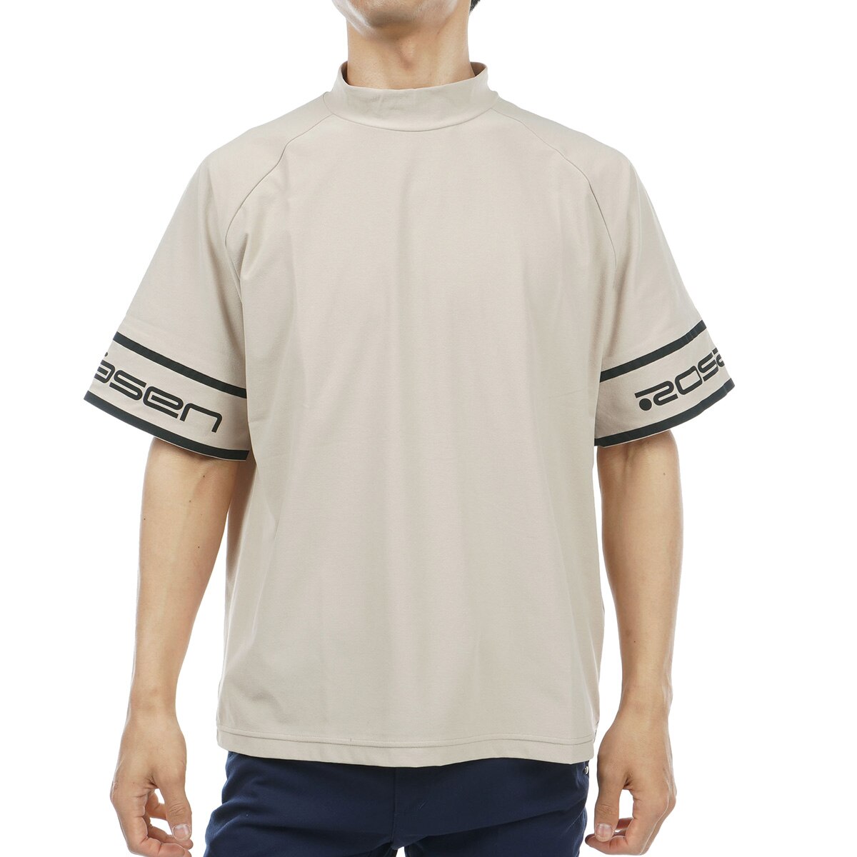 A-Line ロゴ モックネック半袖Tシャツ -