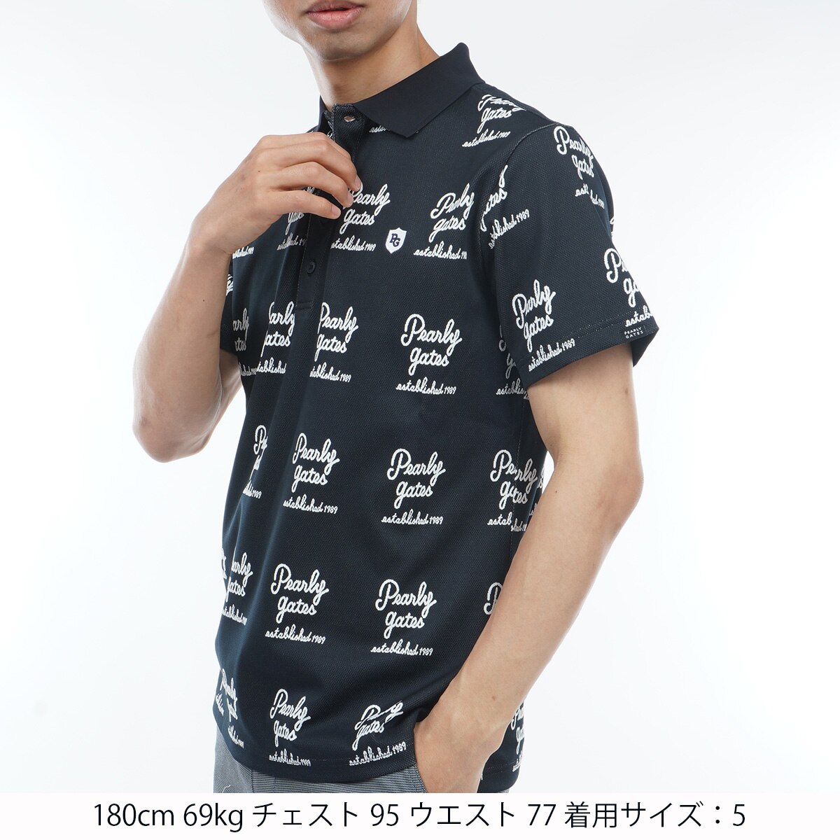 パーリーゲイツ☆新品 残1点 筆記体ロゴ ジャカード ポロシャツ