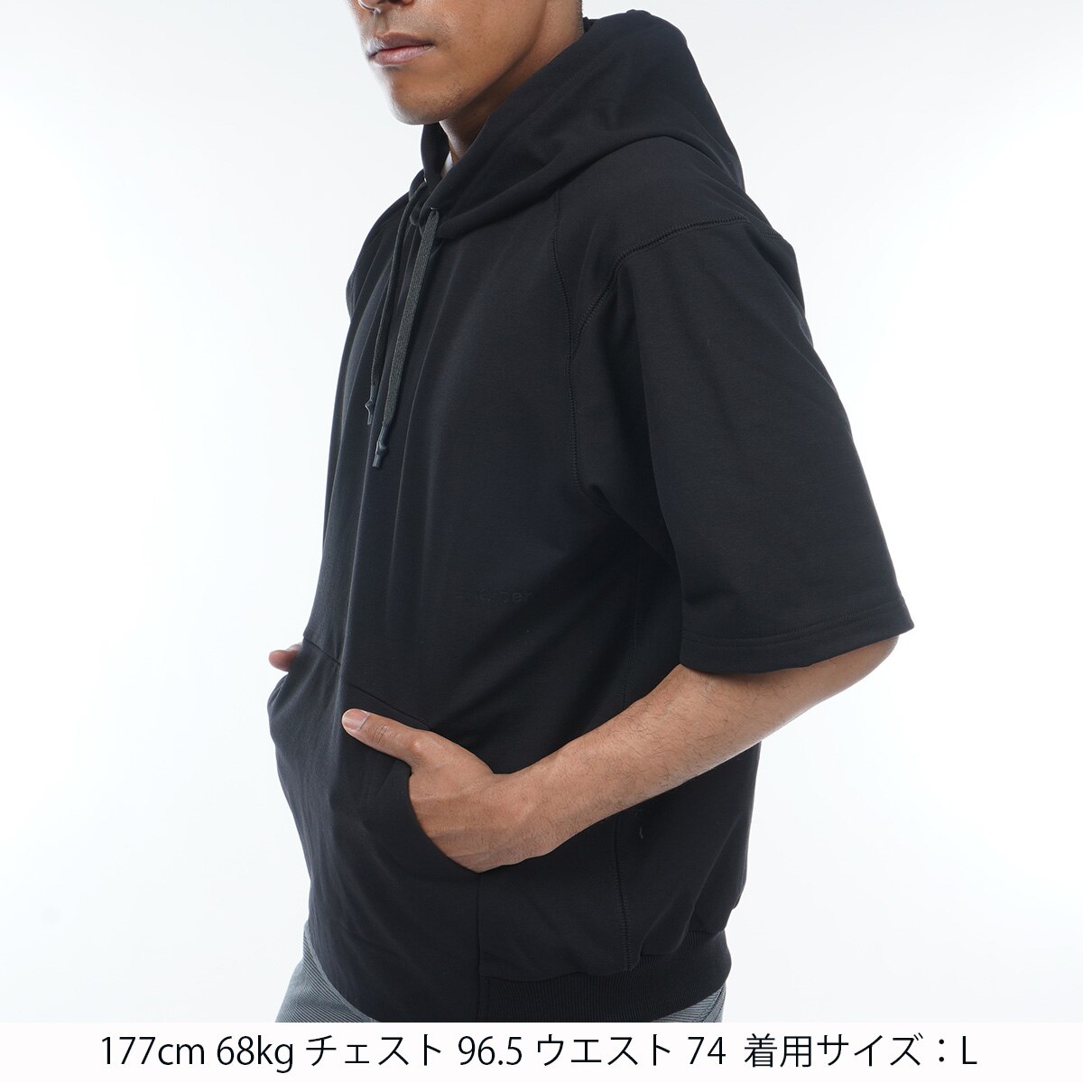 エアリーフレンチテリー ストレッチ 5分袖プルパーカー(中間着