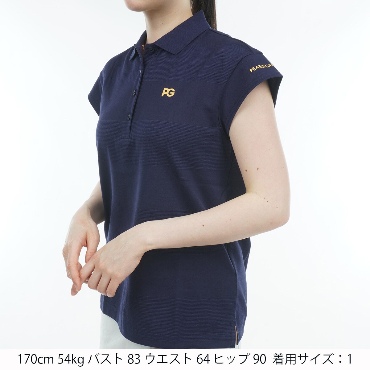 新品 パーリーゲイツ 半袖 鹿の子 ポロシャツ 4 M ネイビー ビッグロゴ 0000089912-1.jpg