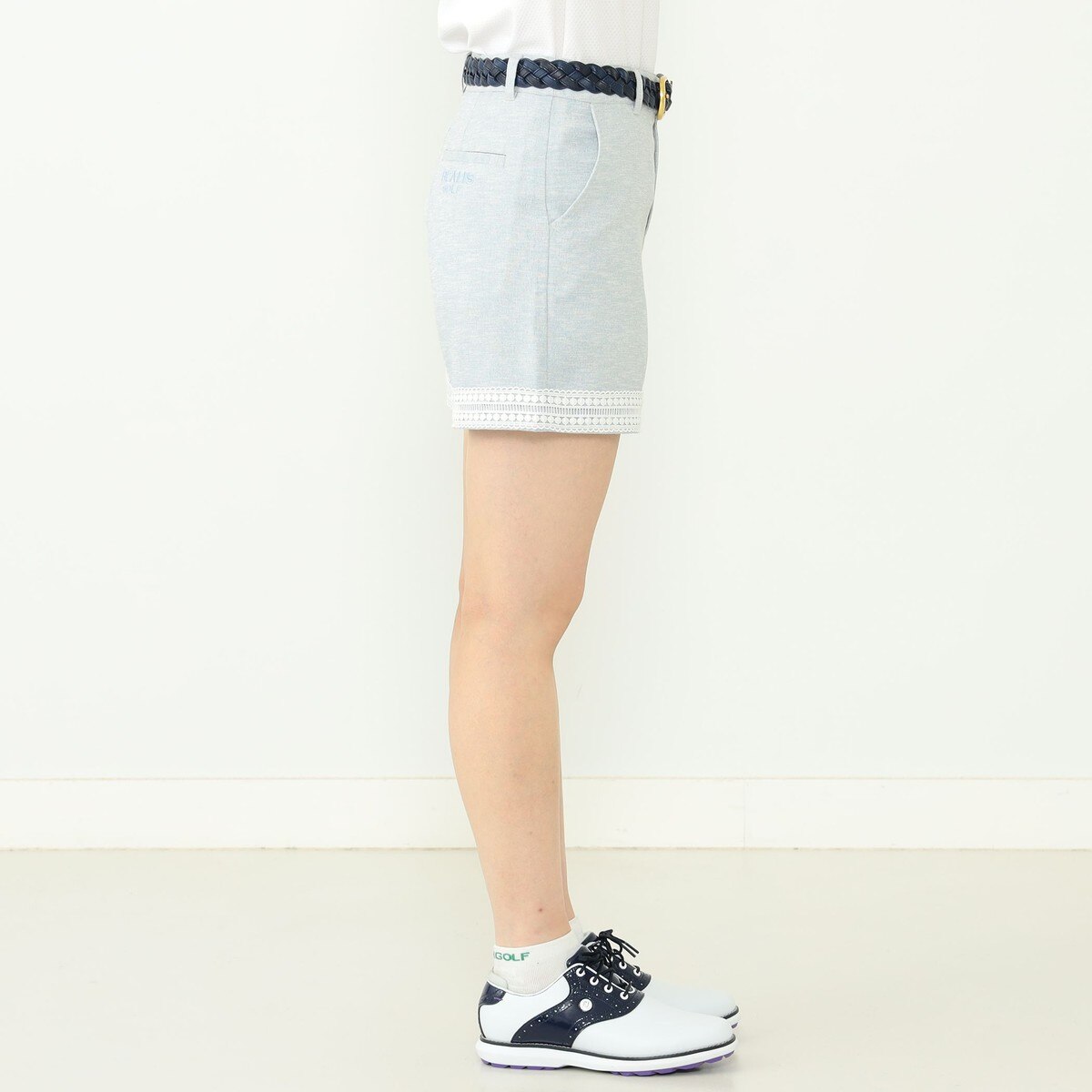 BEAMS GOLF PURPLE LABEL リネンライク 裾レース ショートパンツ