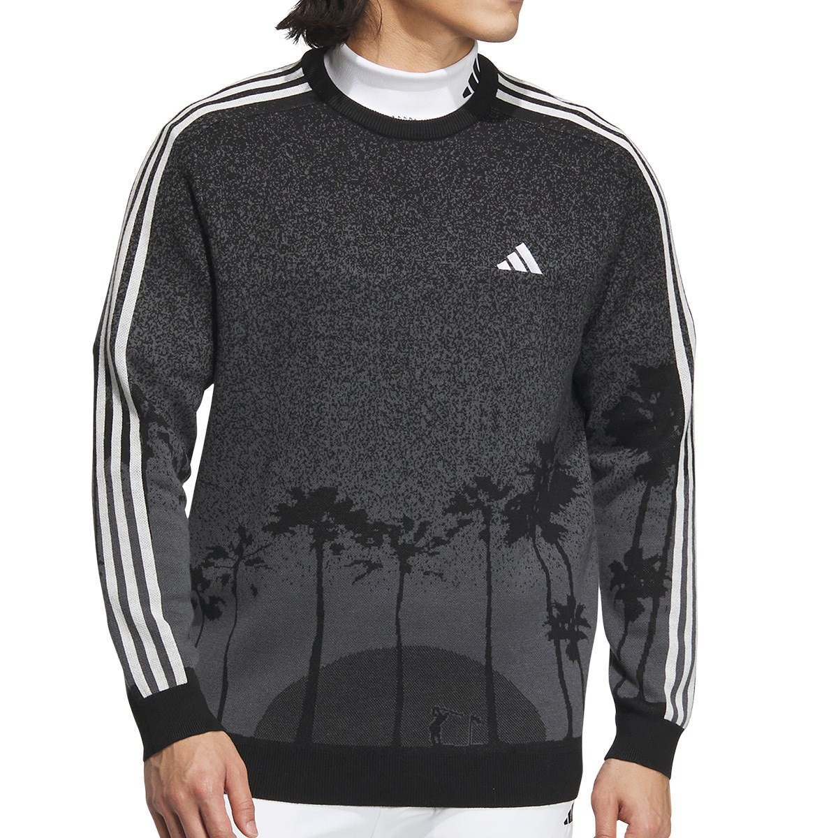 ニット ADICROSS ジャカード長袖クルーネックセーター「adidas Golf