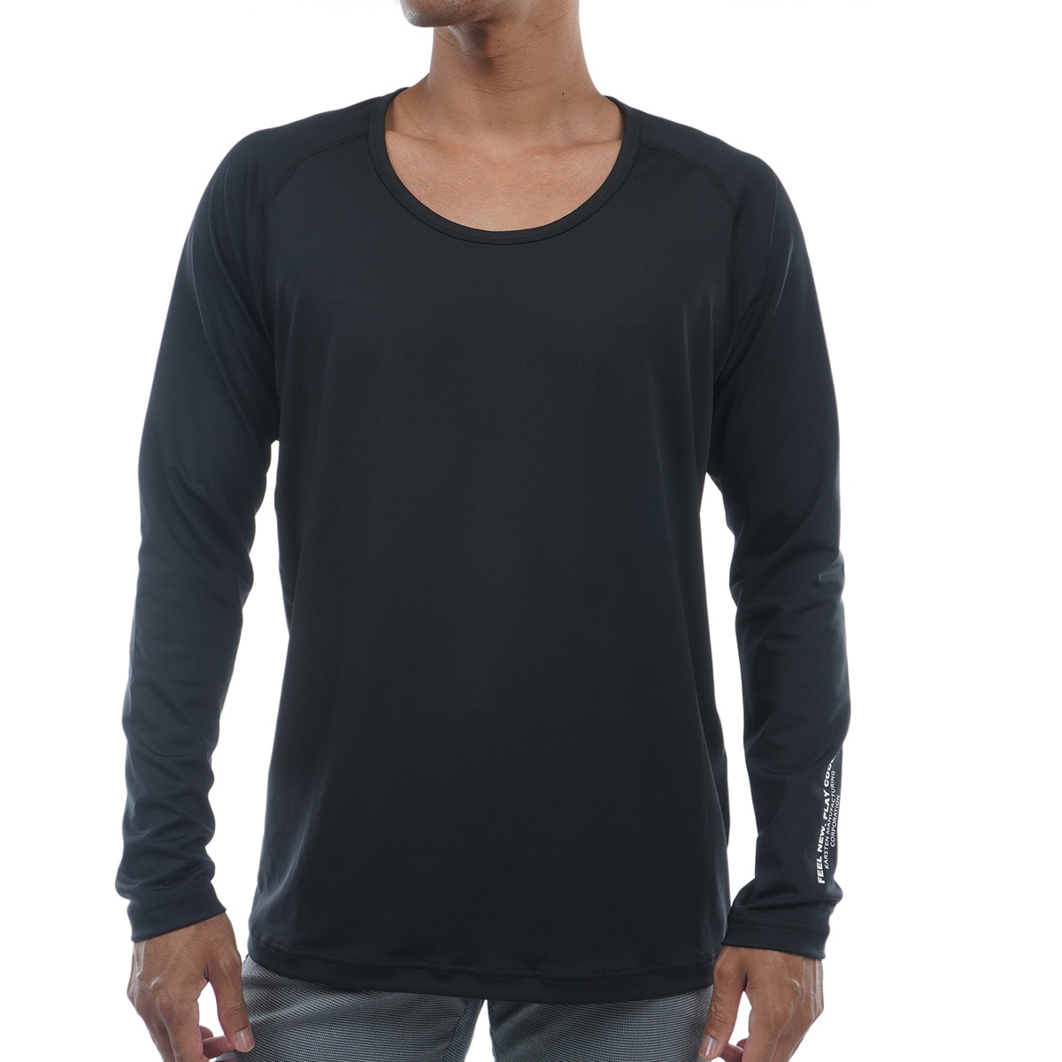 PING ブラック クルーネック長袖シャツ Lサイズ セール・アウトレット】クルーネック長袖インナーシャツ(【男性】機能