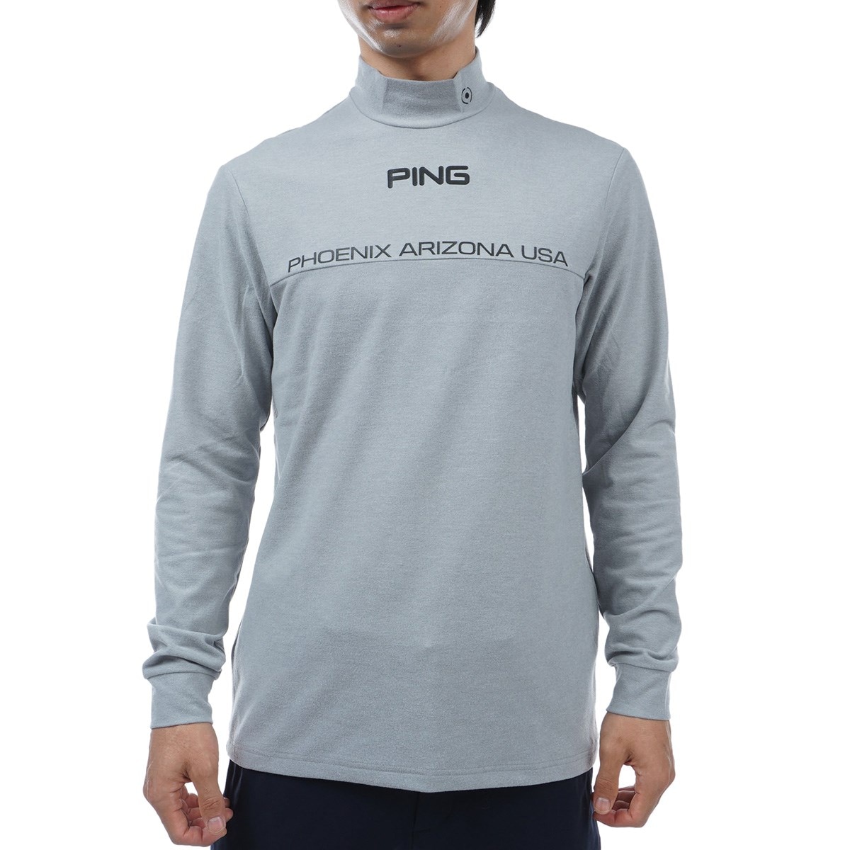 PING ピン ハイネック長袖Tシャツ グレー M メンズ ゴルフウェア