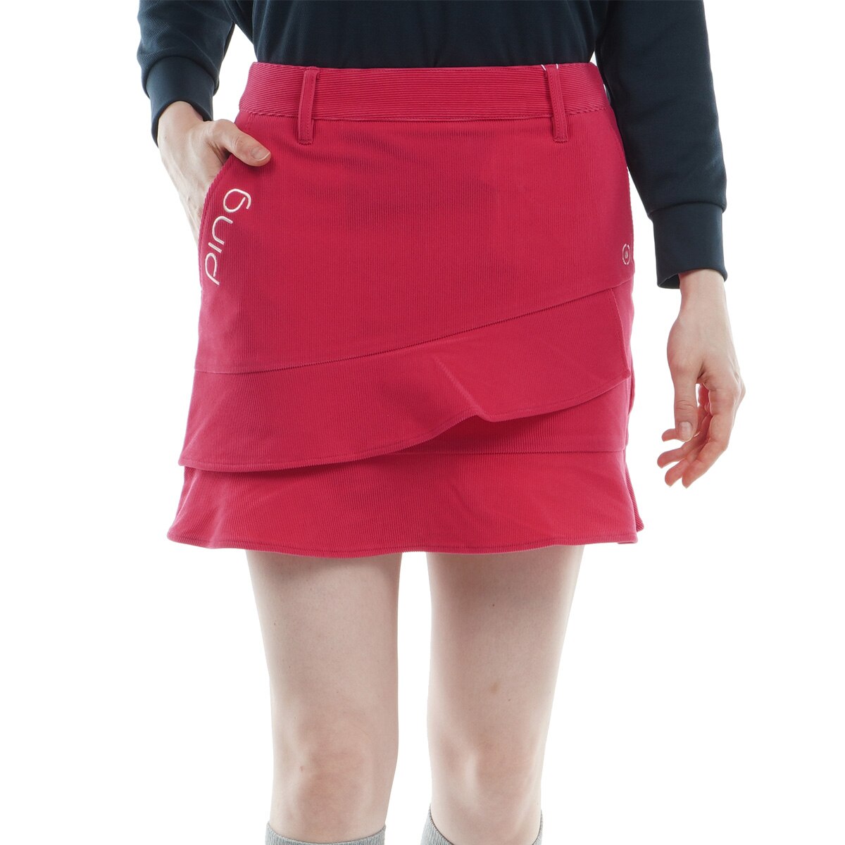 PING レディース ゴルフスカート 赤 セール・アウトレット】トリコット ストレッチコーデュロイスカート