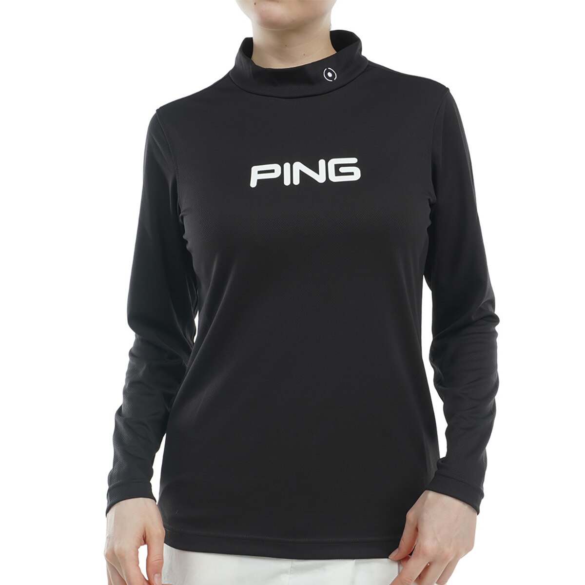 PING ブラック 長袖 ハイネック シャツ セール・アウトレット】ストレッチ 吸汗 UPF クールコア ハイネック