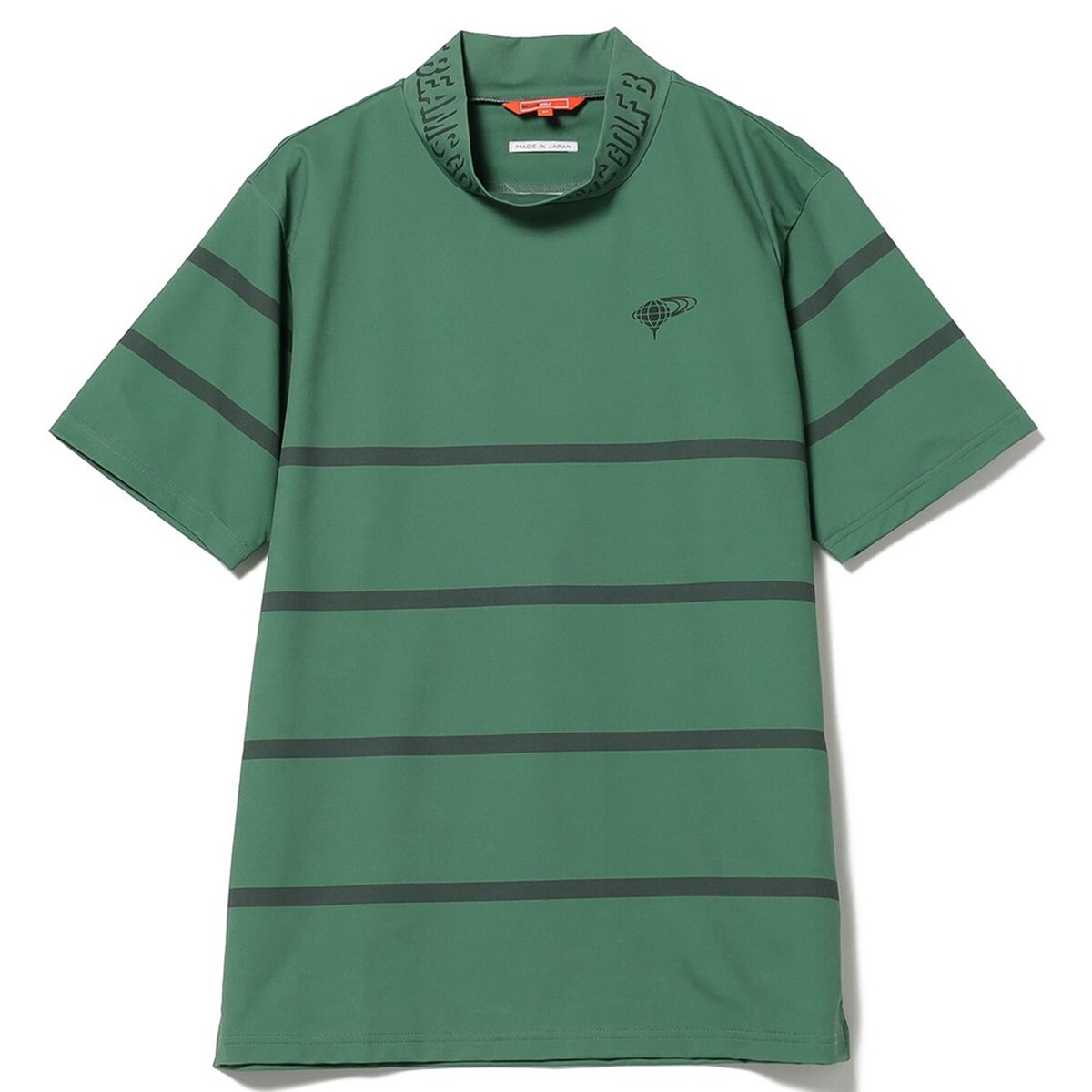 BEAMS GOLF ORANGE LABEL プリントボーダー モックネックシャツ(半袖