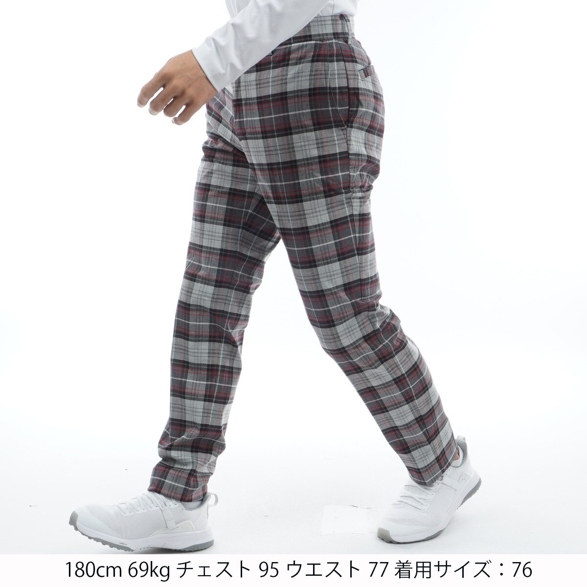 G3486*マンシングウェア☆チェック柄☆ゴルフパンツ☆スラックス☆グレー☆85 Munsingwear ストレッチ ツイルチェック柄パンツ -デサント