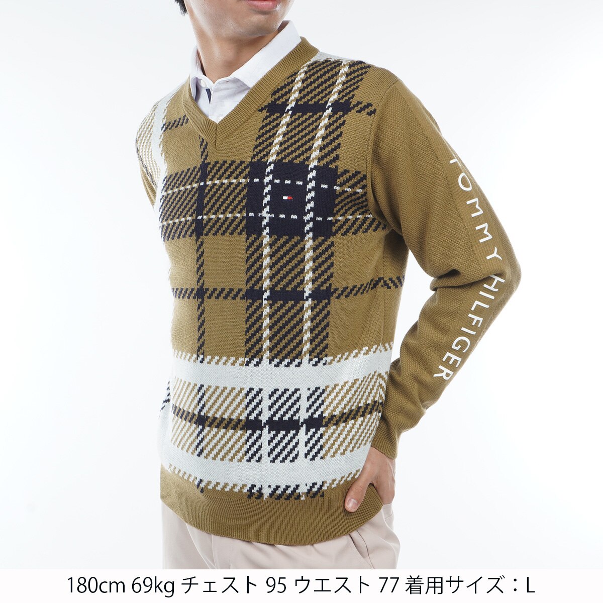 セール・アウトレット】チェック Vネックセーター(中間着(セーター